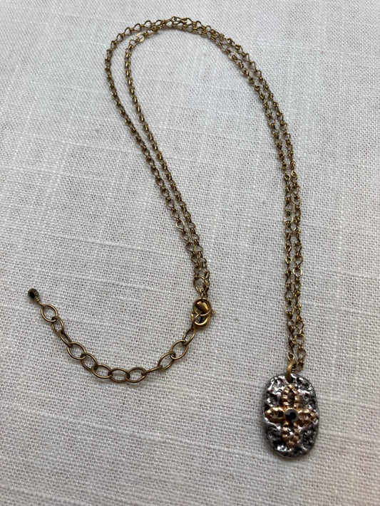 Mixed Metal Silver Tribal Pendant Necklace