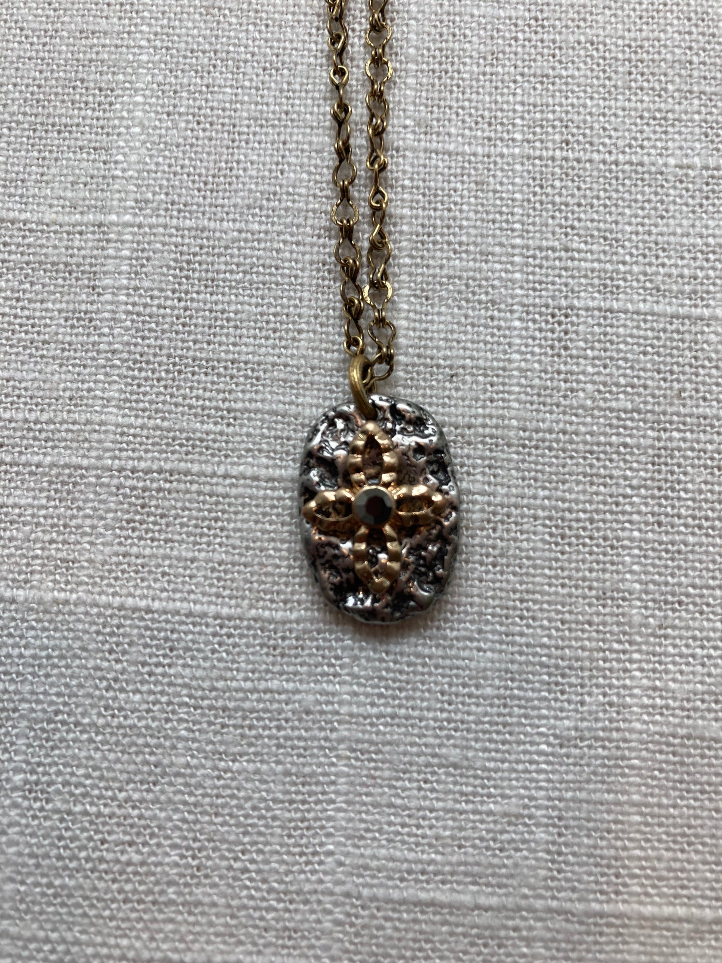Mixed Metal Silver Tribal Pendant Necklace