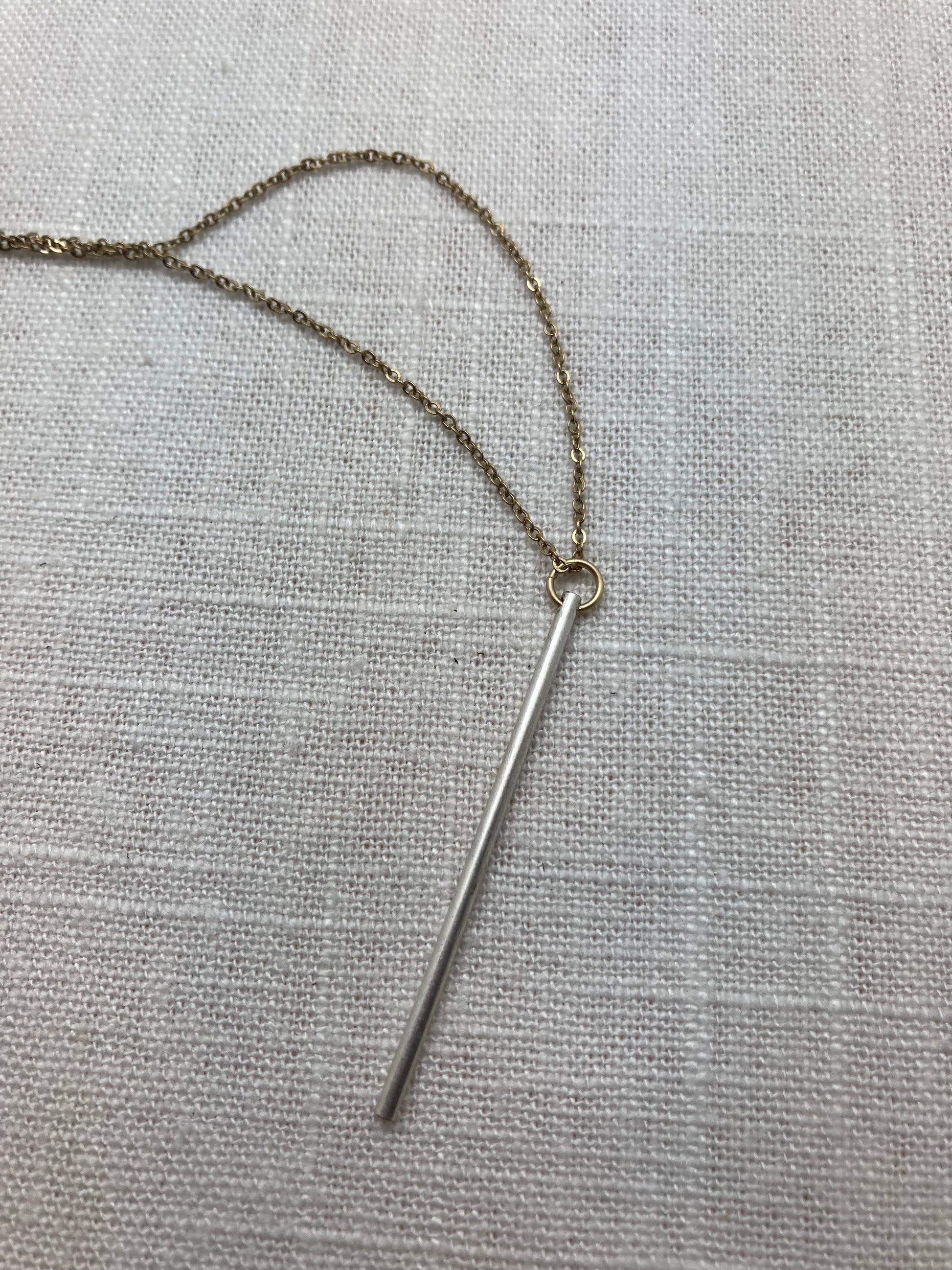 antique silver bar necklace