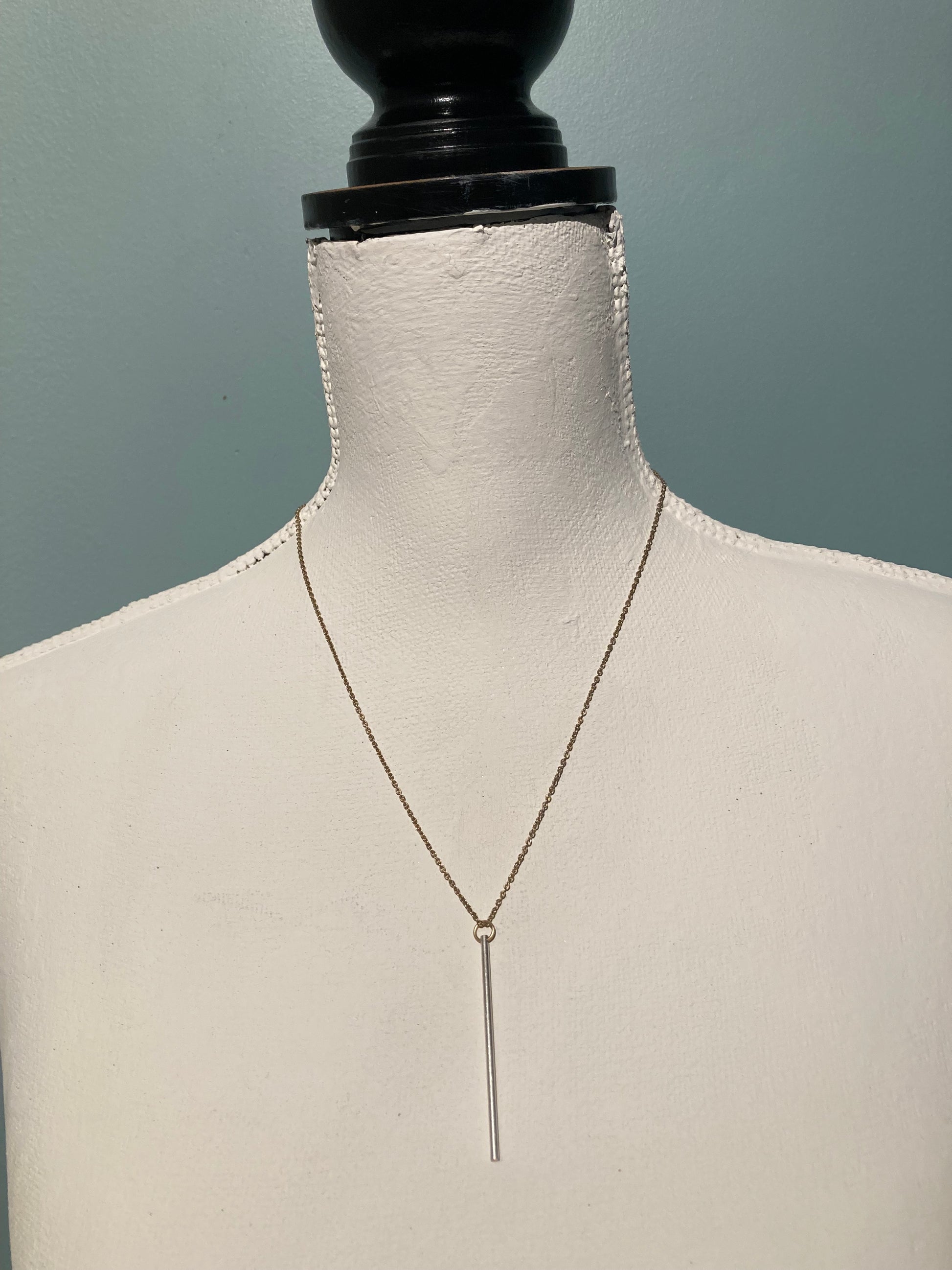 mid-length antique mixed metal bar necklace