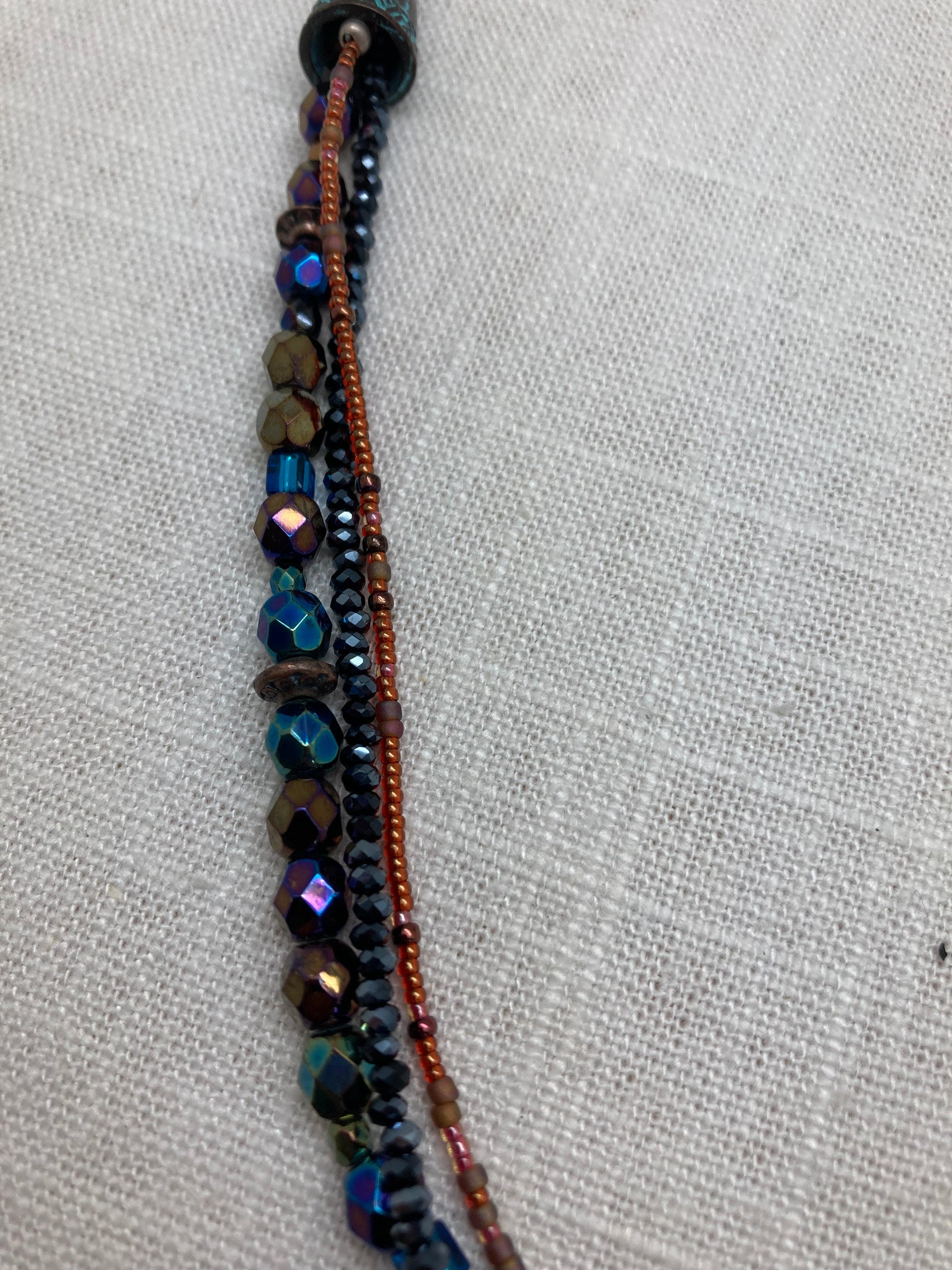 beaded three strand adjustable necklace