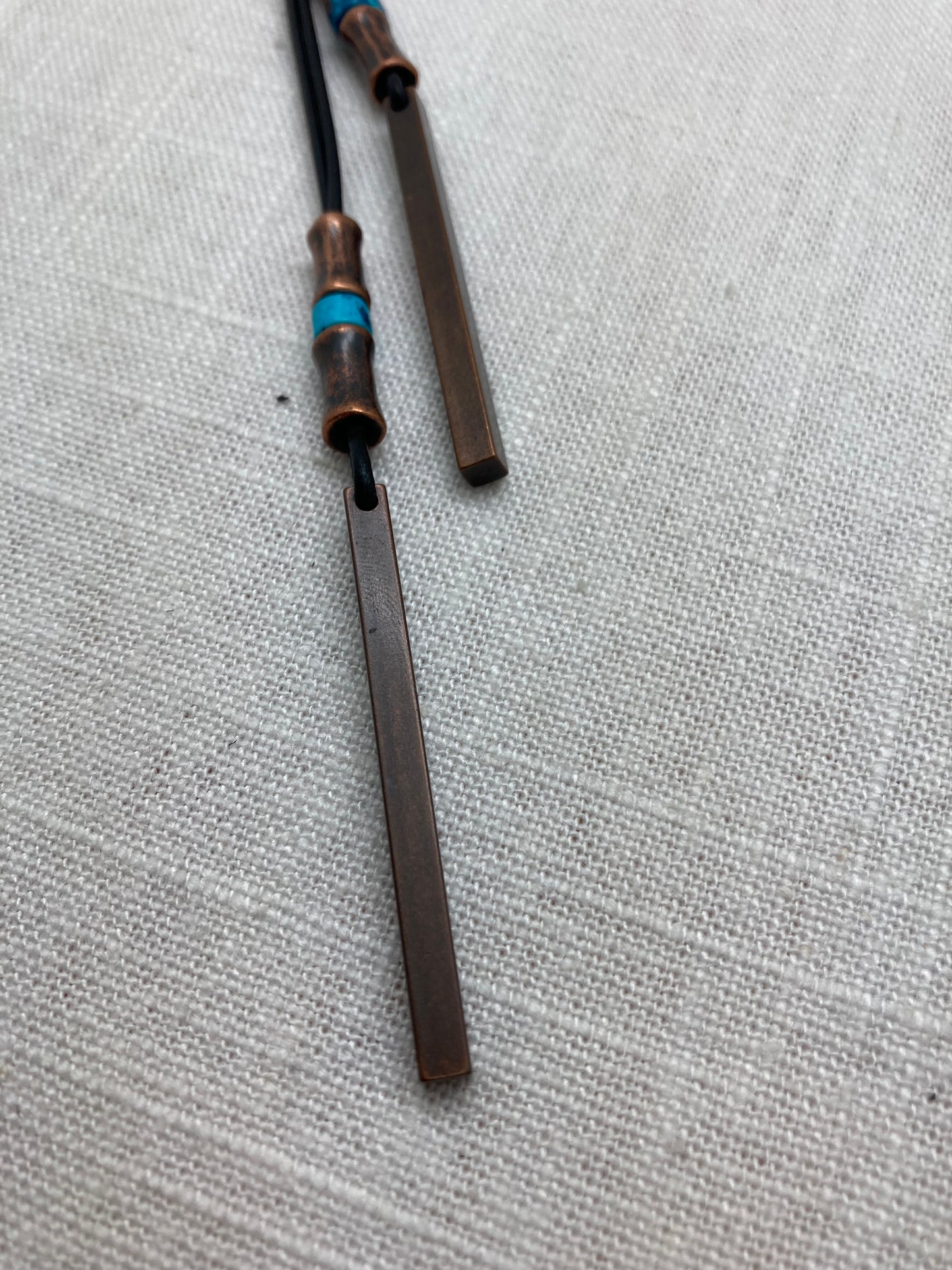 leather lariat necklace with turquoise accents