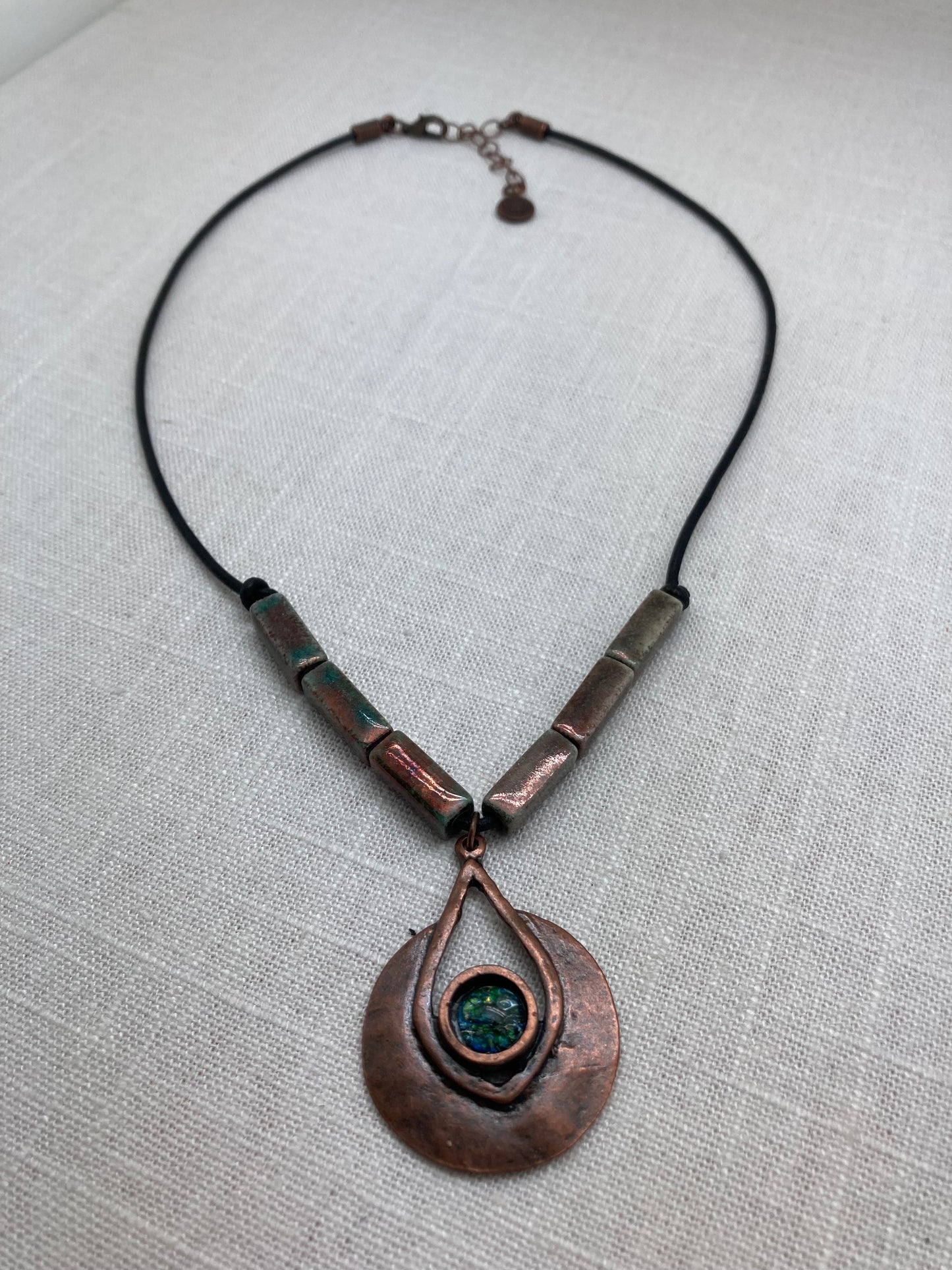 Copper and Raku Beads Necklace