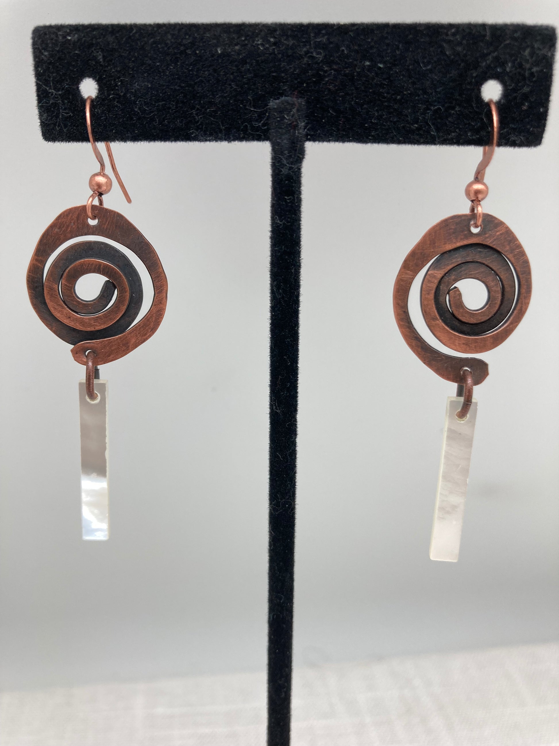 copper and pearl earrings