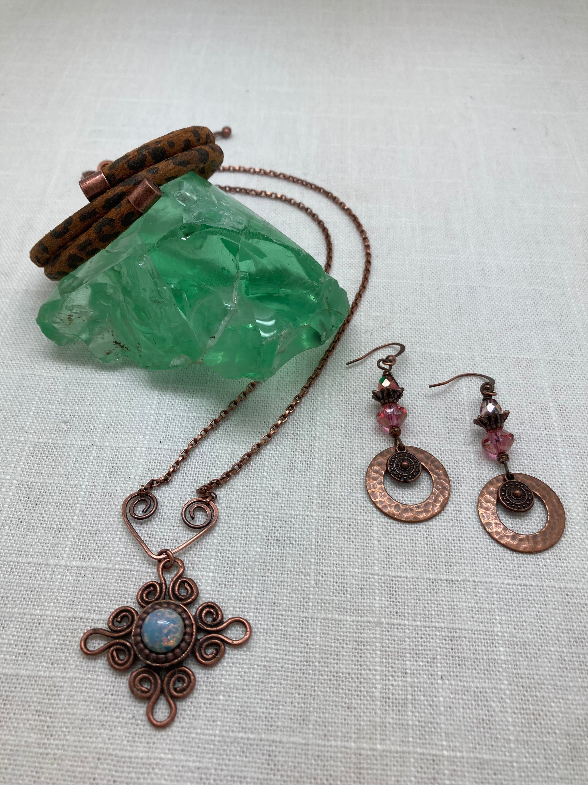 hammered copper tribal earrings