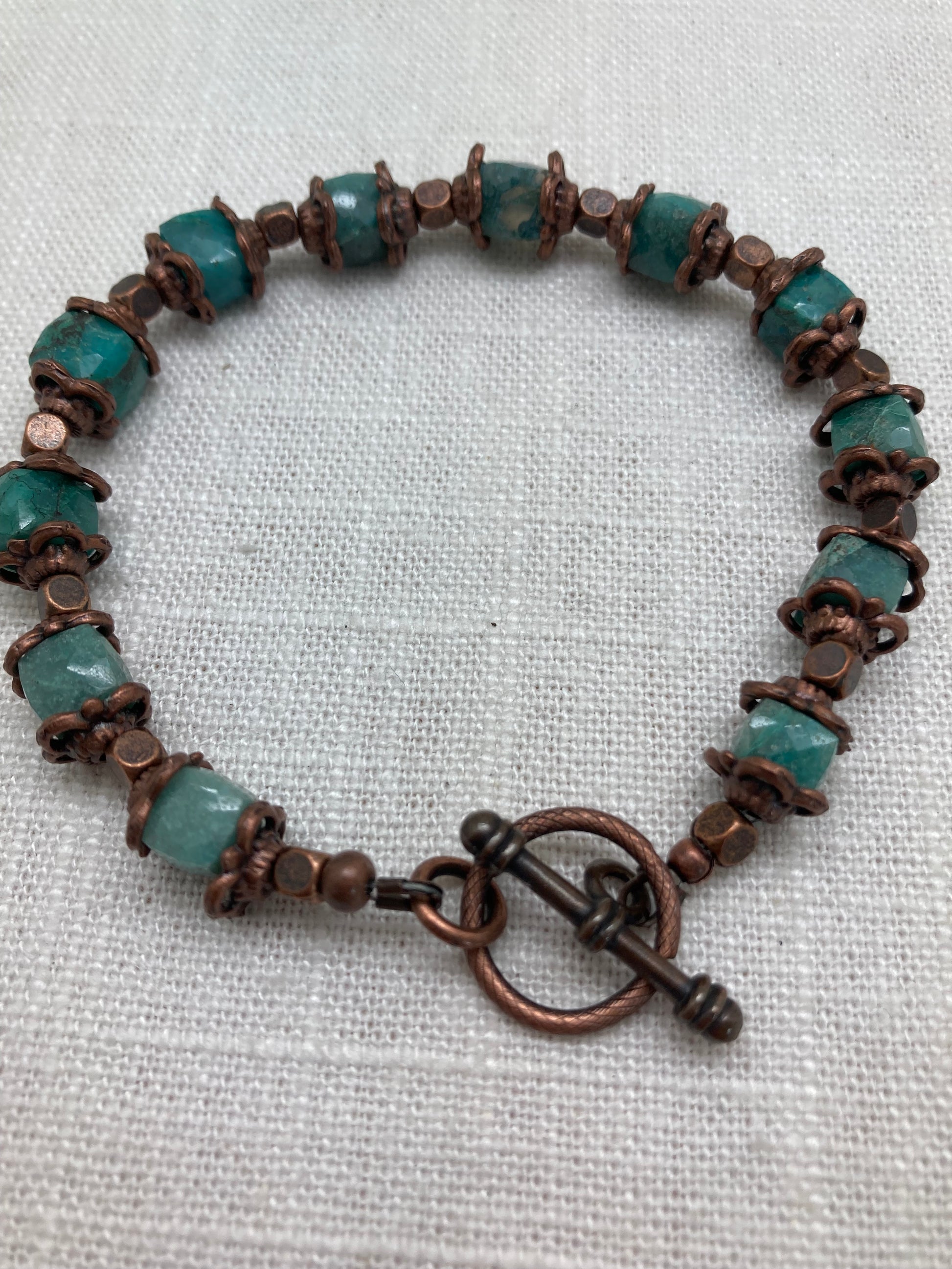 amazonite and copper bracelet