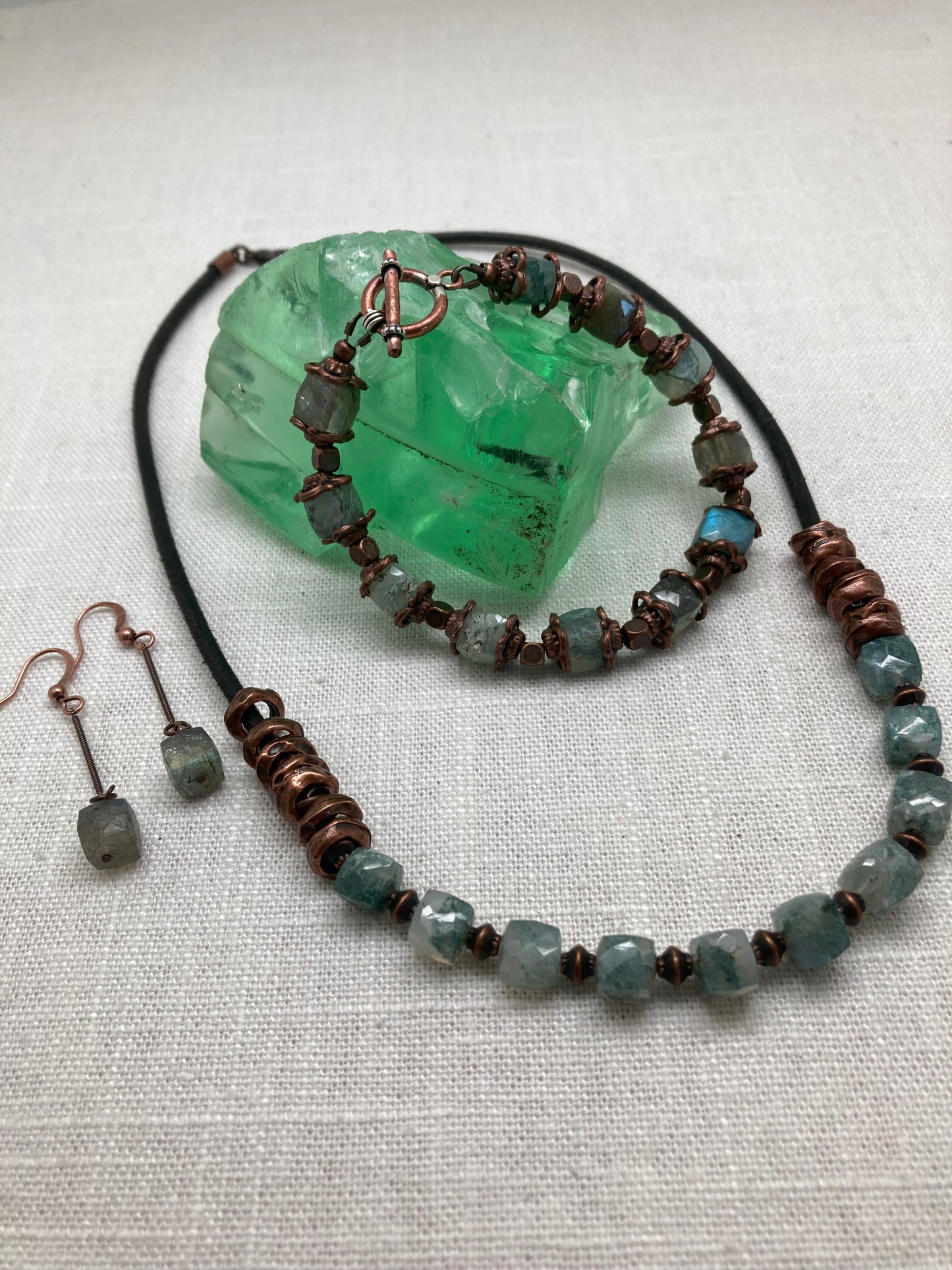 Labradorite and Copper Earrings