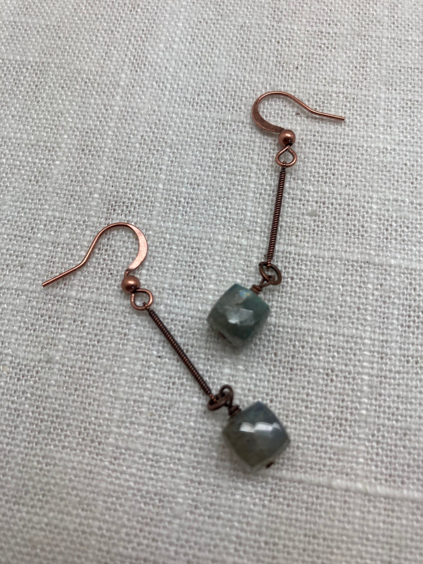 Labradorite and Copper Earrings