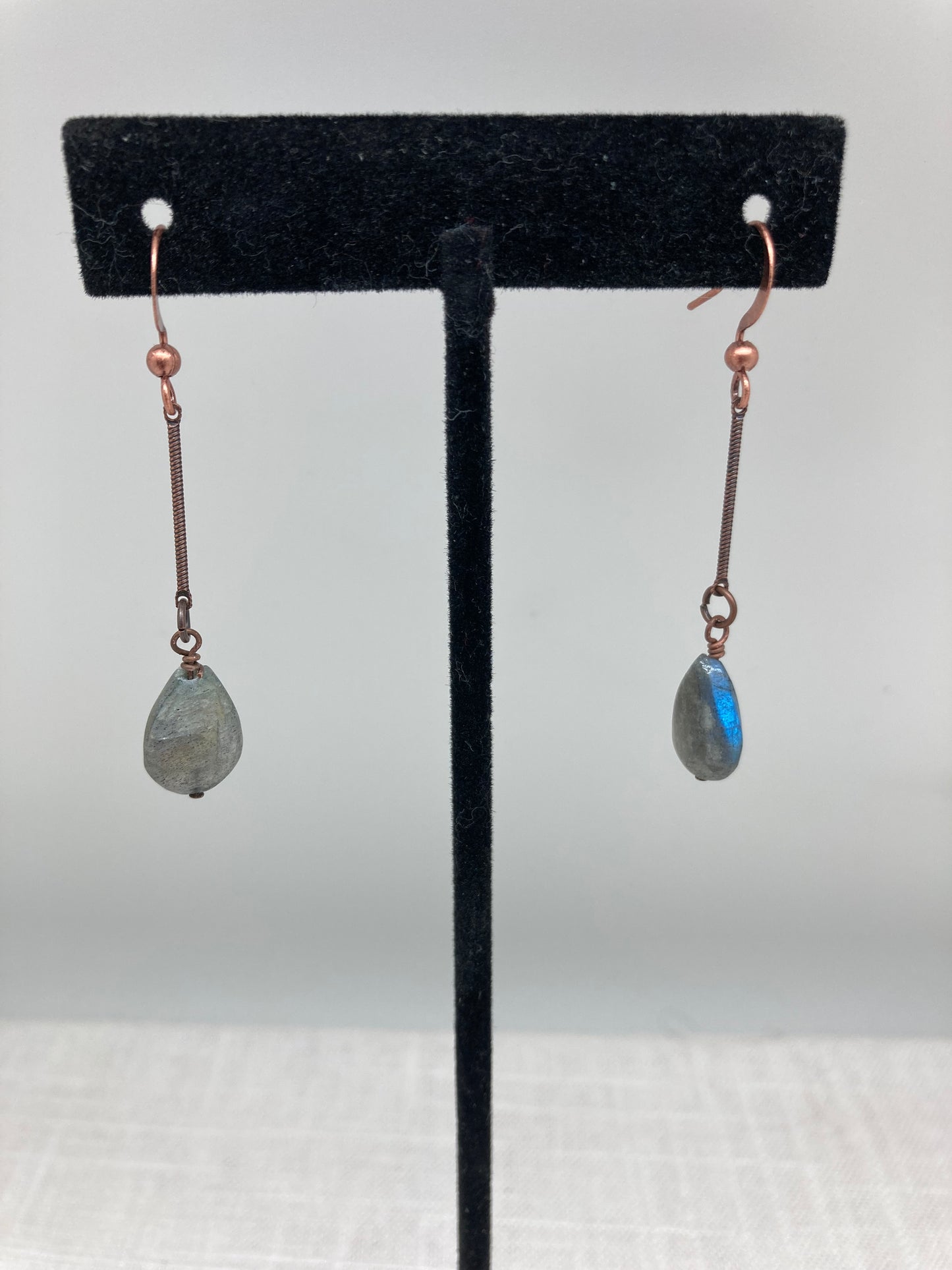Labradorite and Copper Earrings