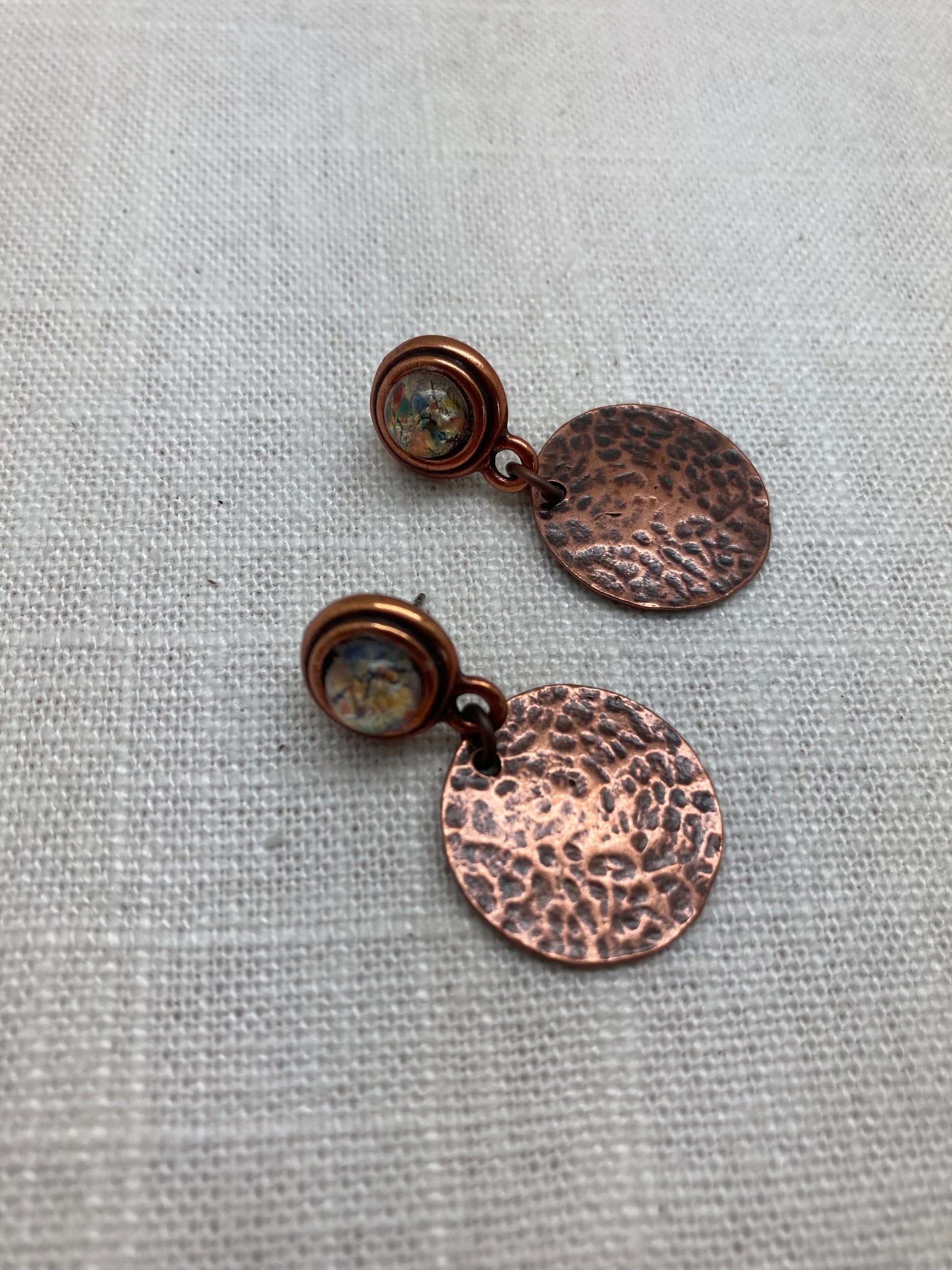 hammered copper post earrings