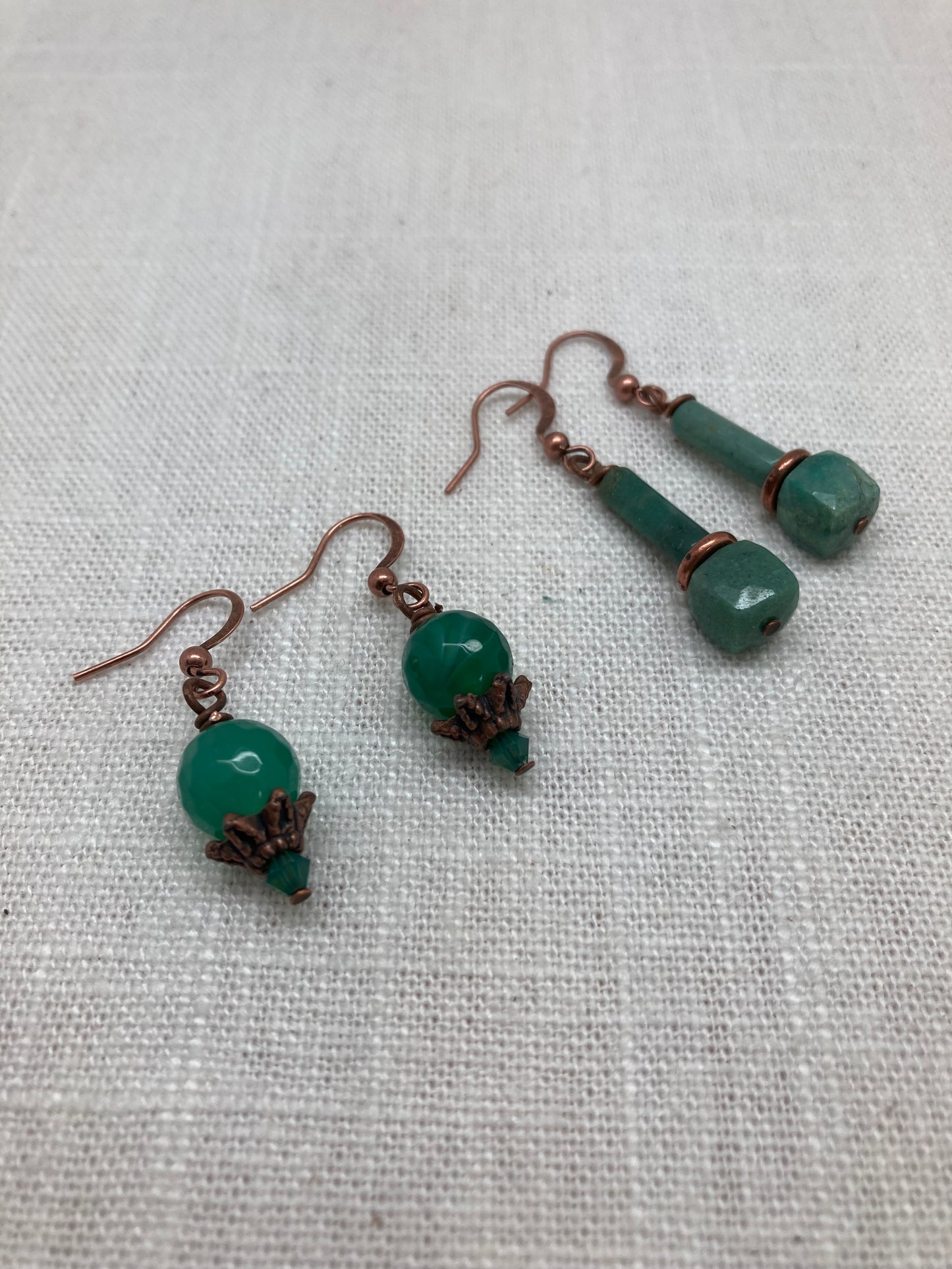 green amazonite paired with rustic copper