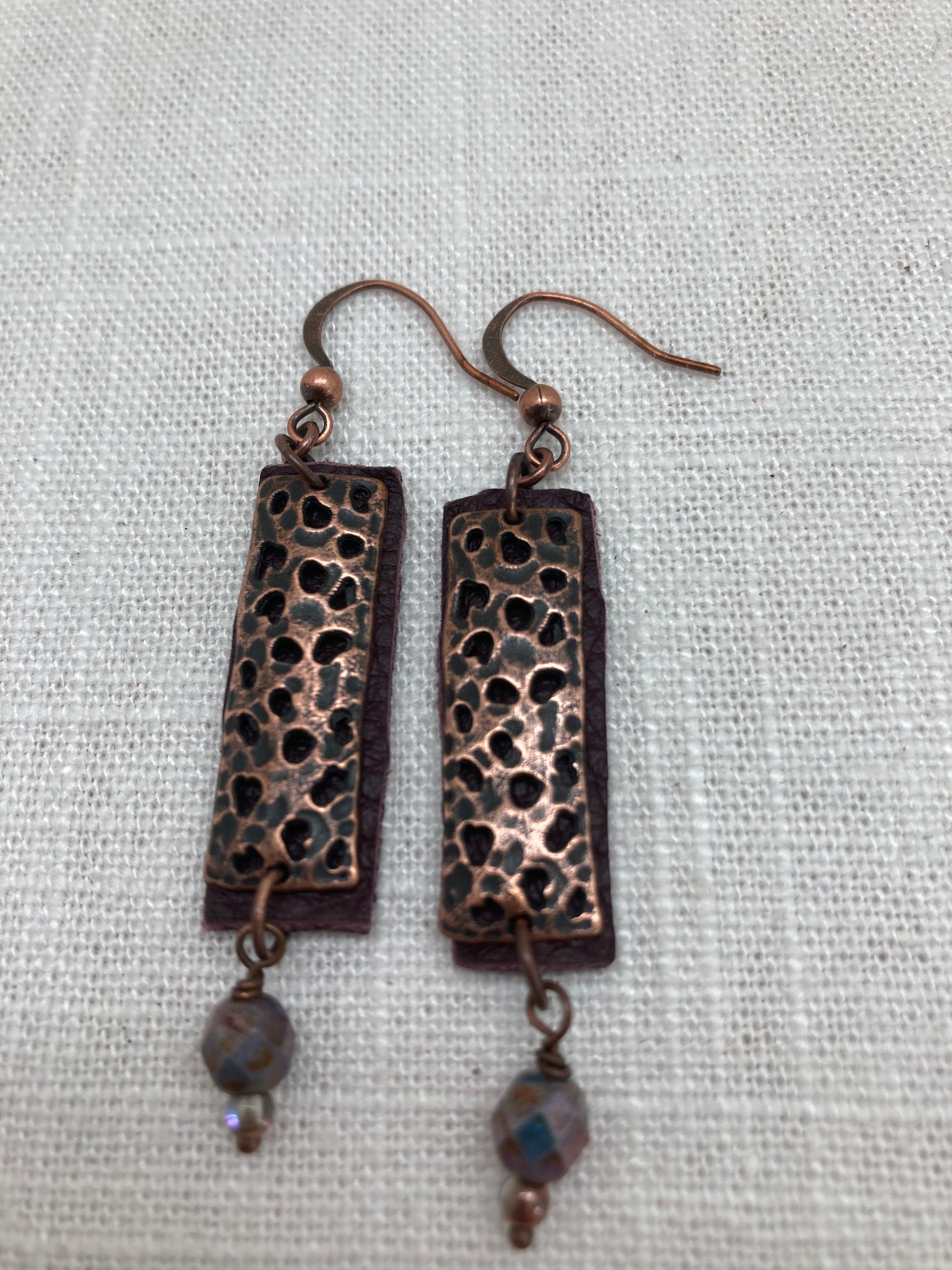leather strip dangle earrings