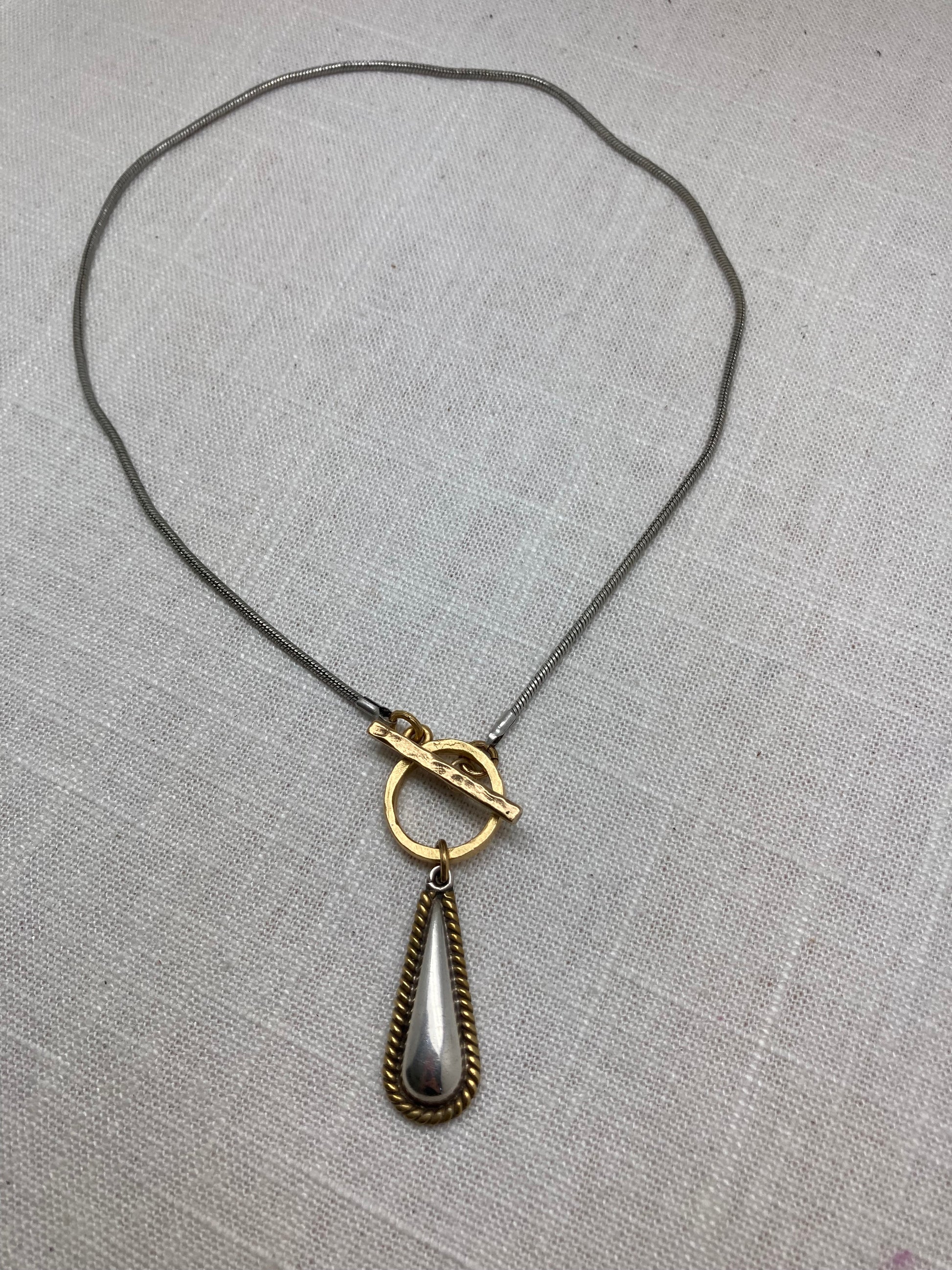 mixed metal necklace with recycled pendant