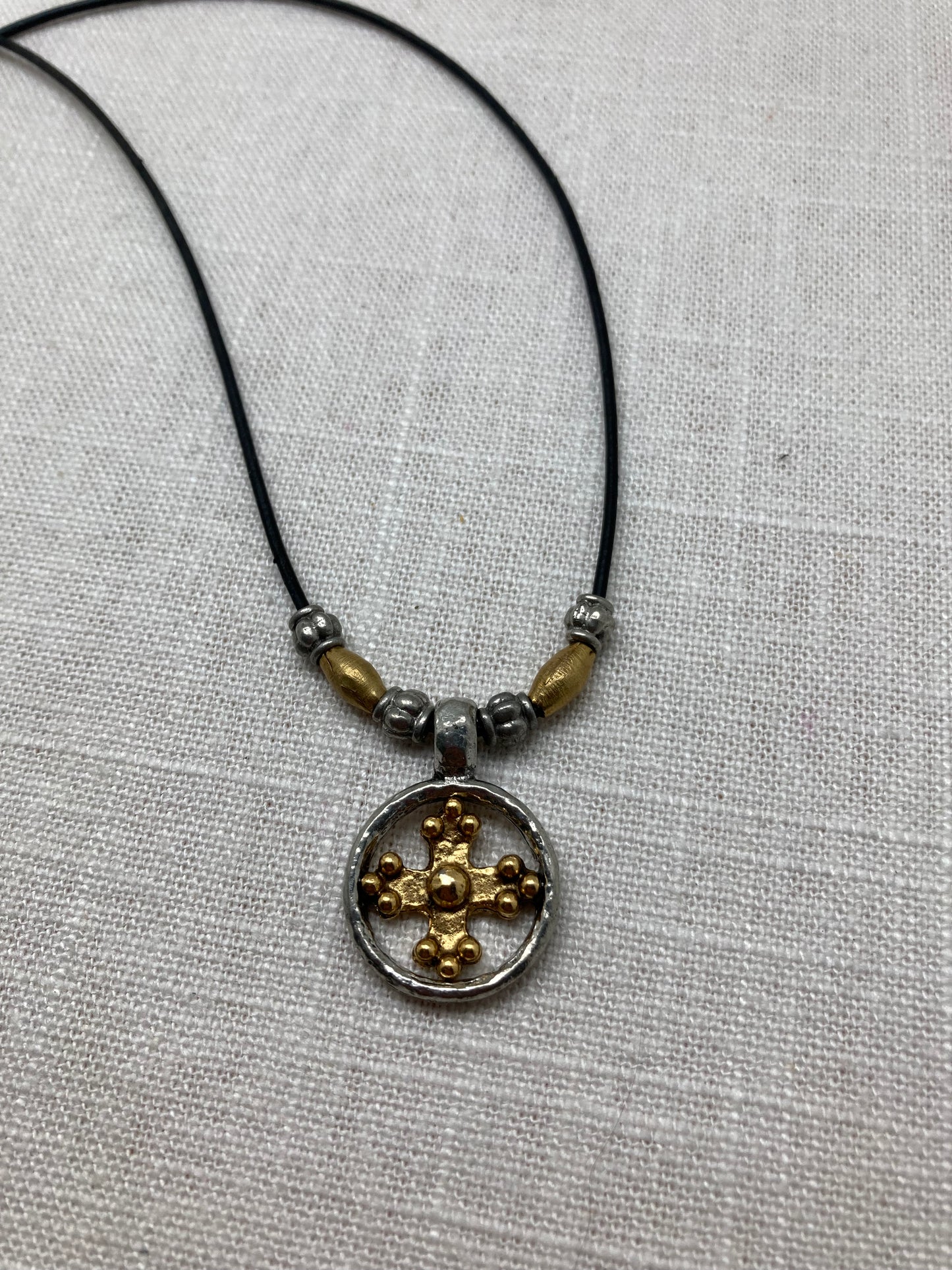 Mixed Metal Cross Pendant