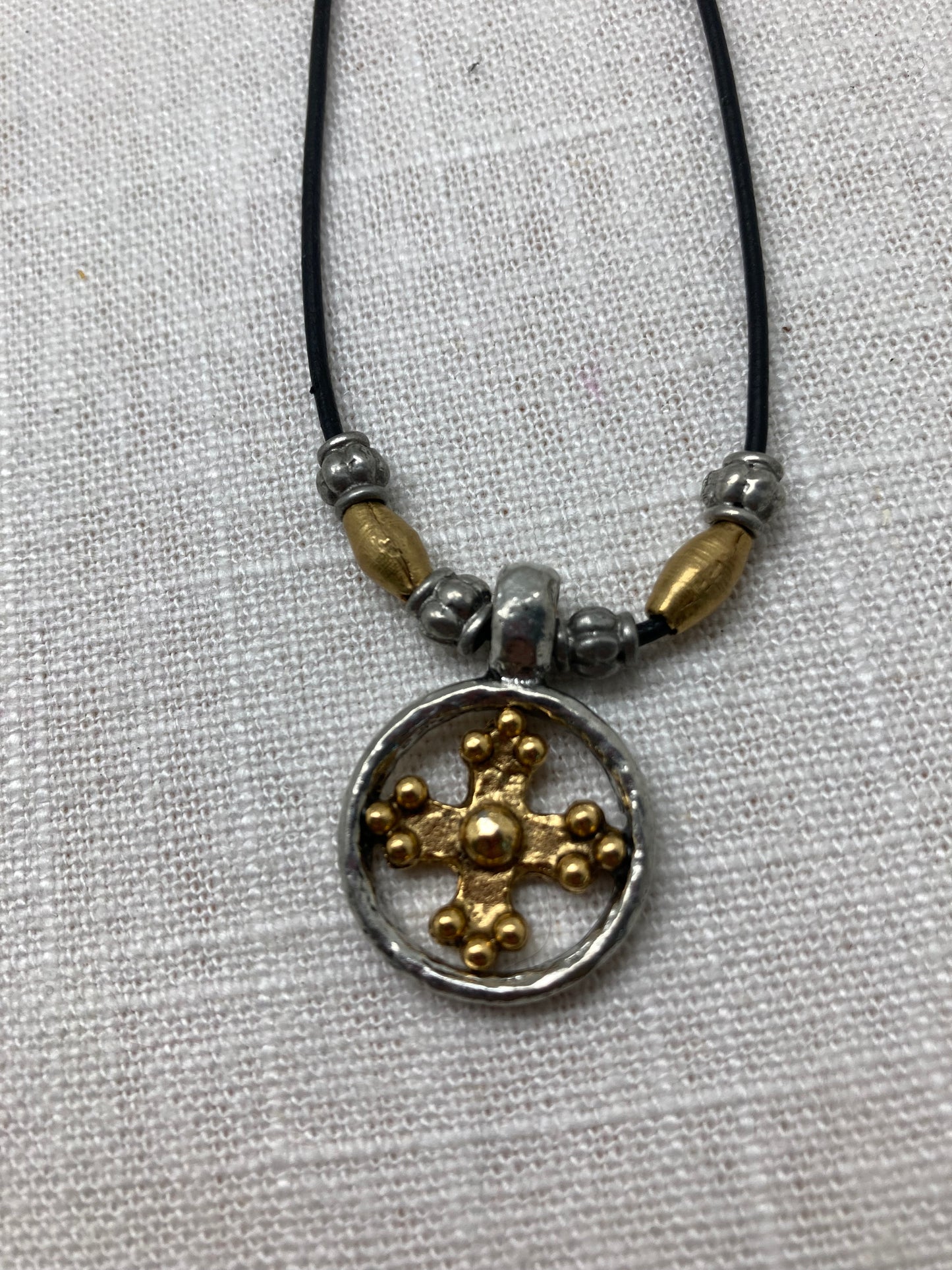 Mixed Metal Cross Pendant