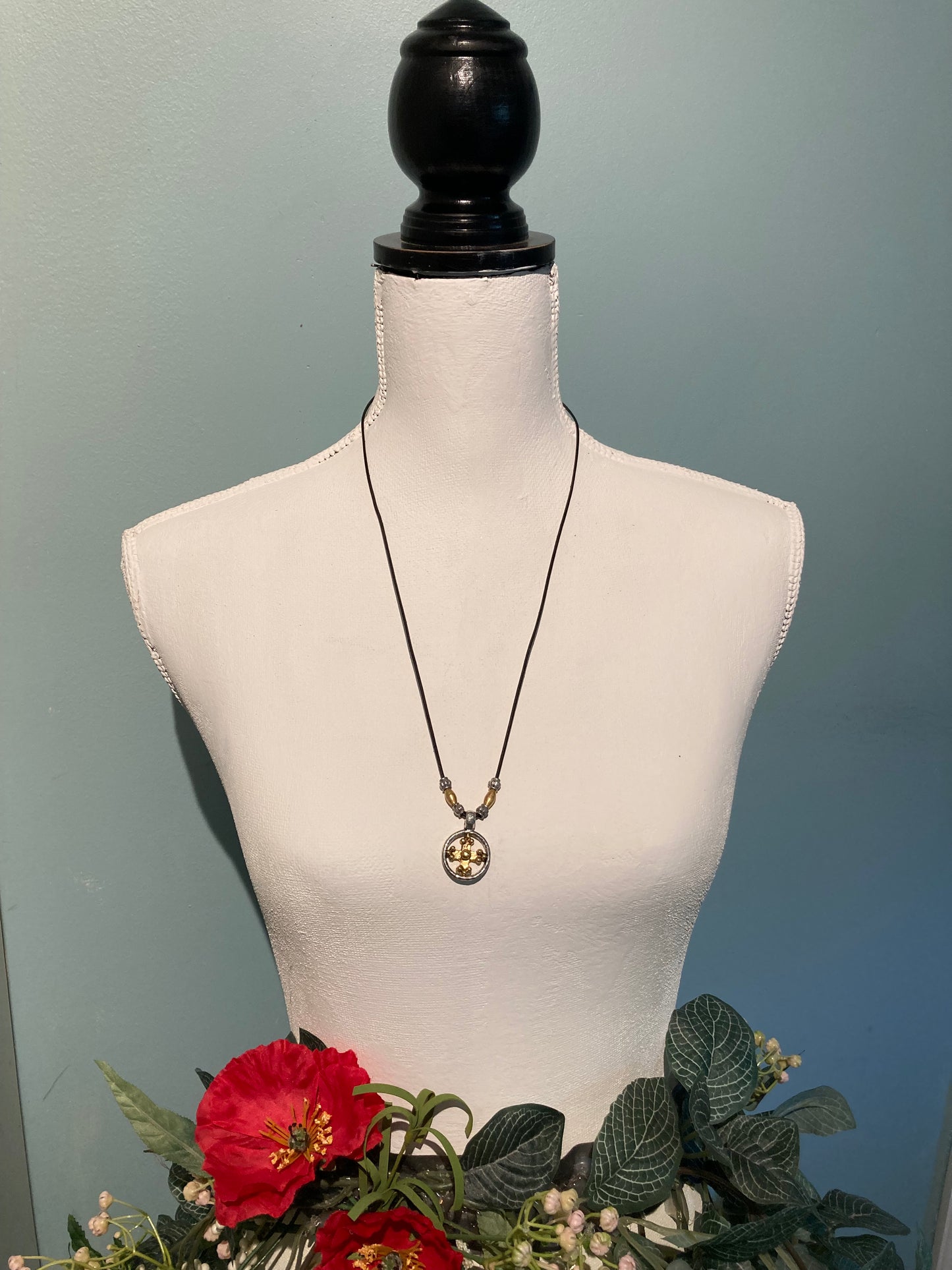 Mixed Metal Cross Pendant