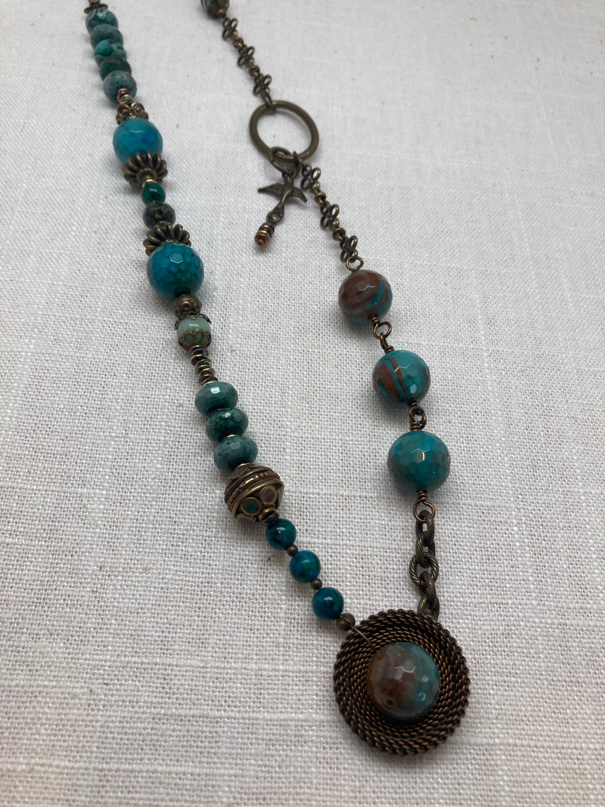 blue green brown turquoise necklace