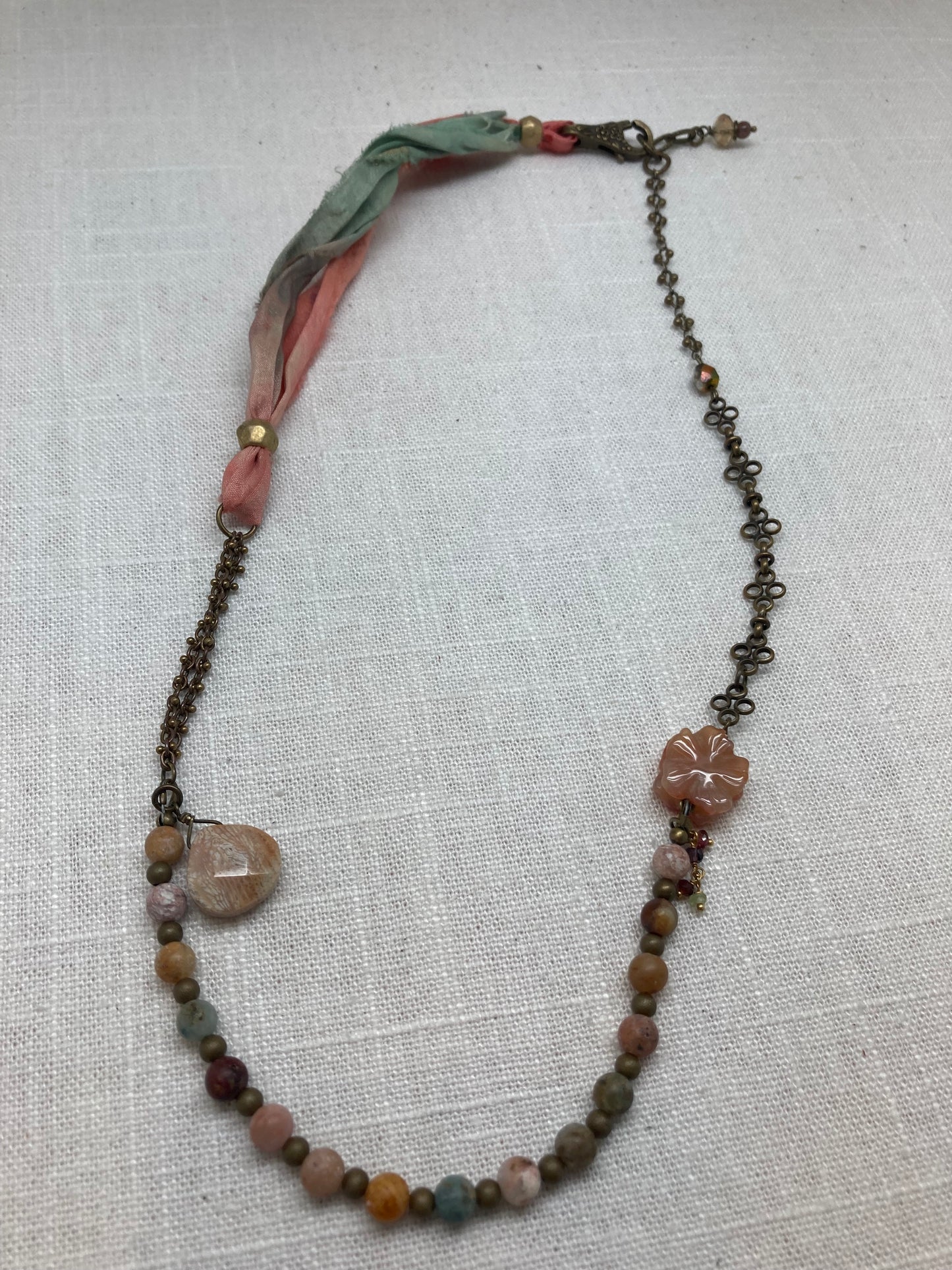 silk, metal, and bead convertible necklace/bracelet
