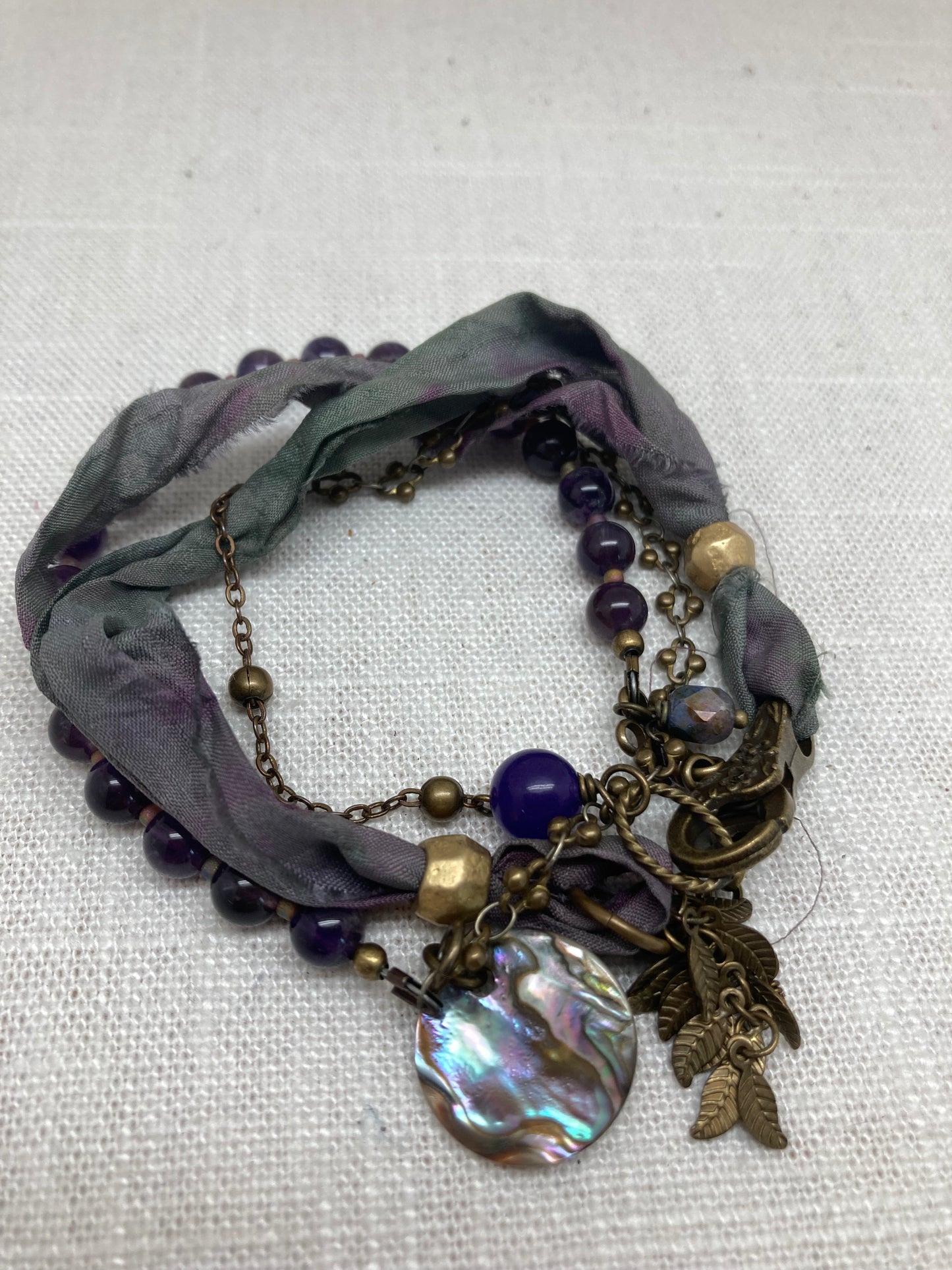 dark purple convertible bracelet or necklace with leaves