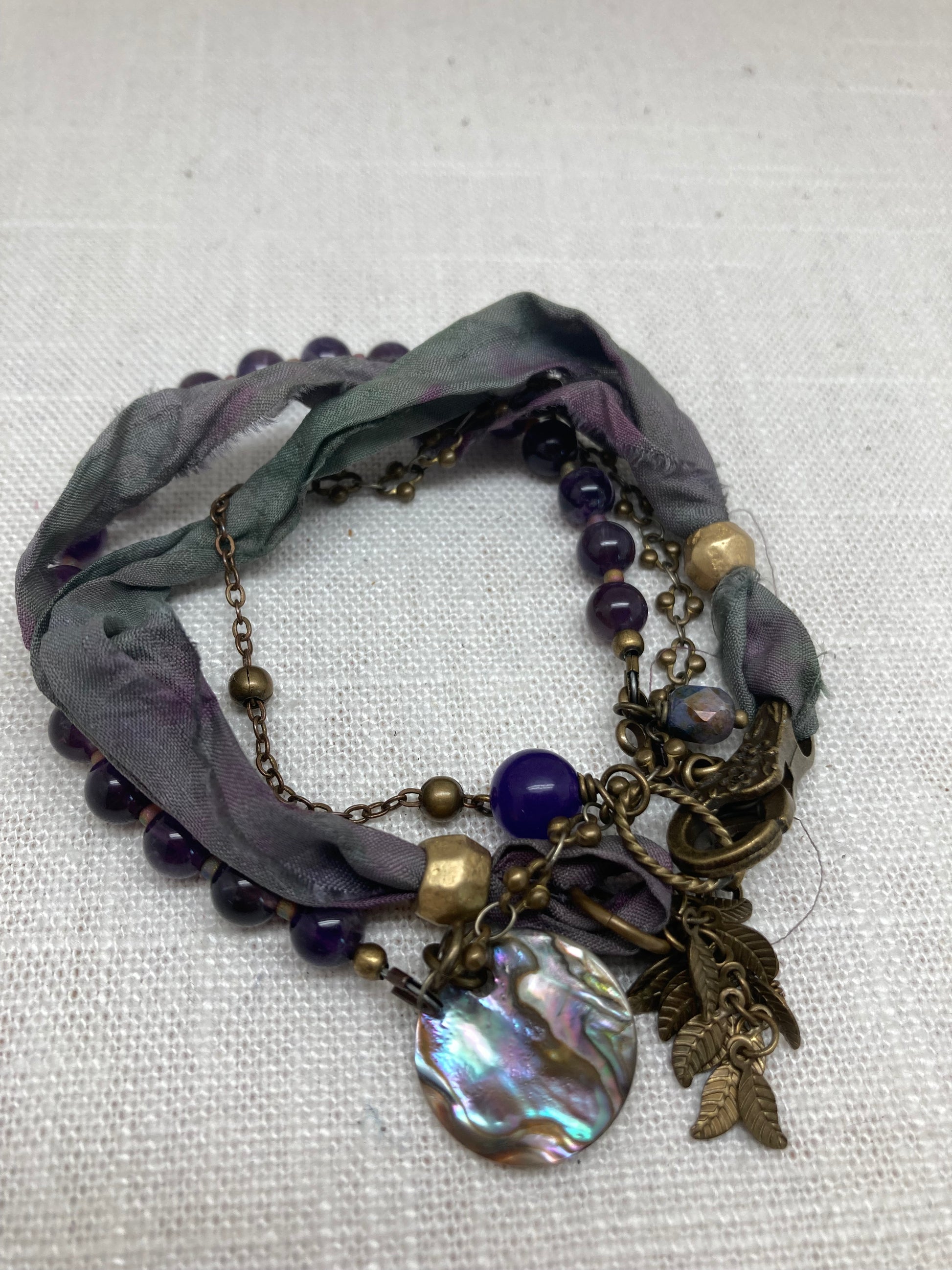 dark purple convertible bracelet or necklace with leaves
