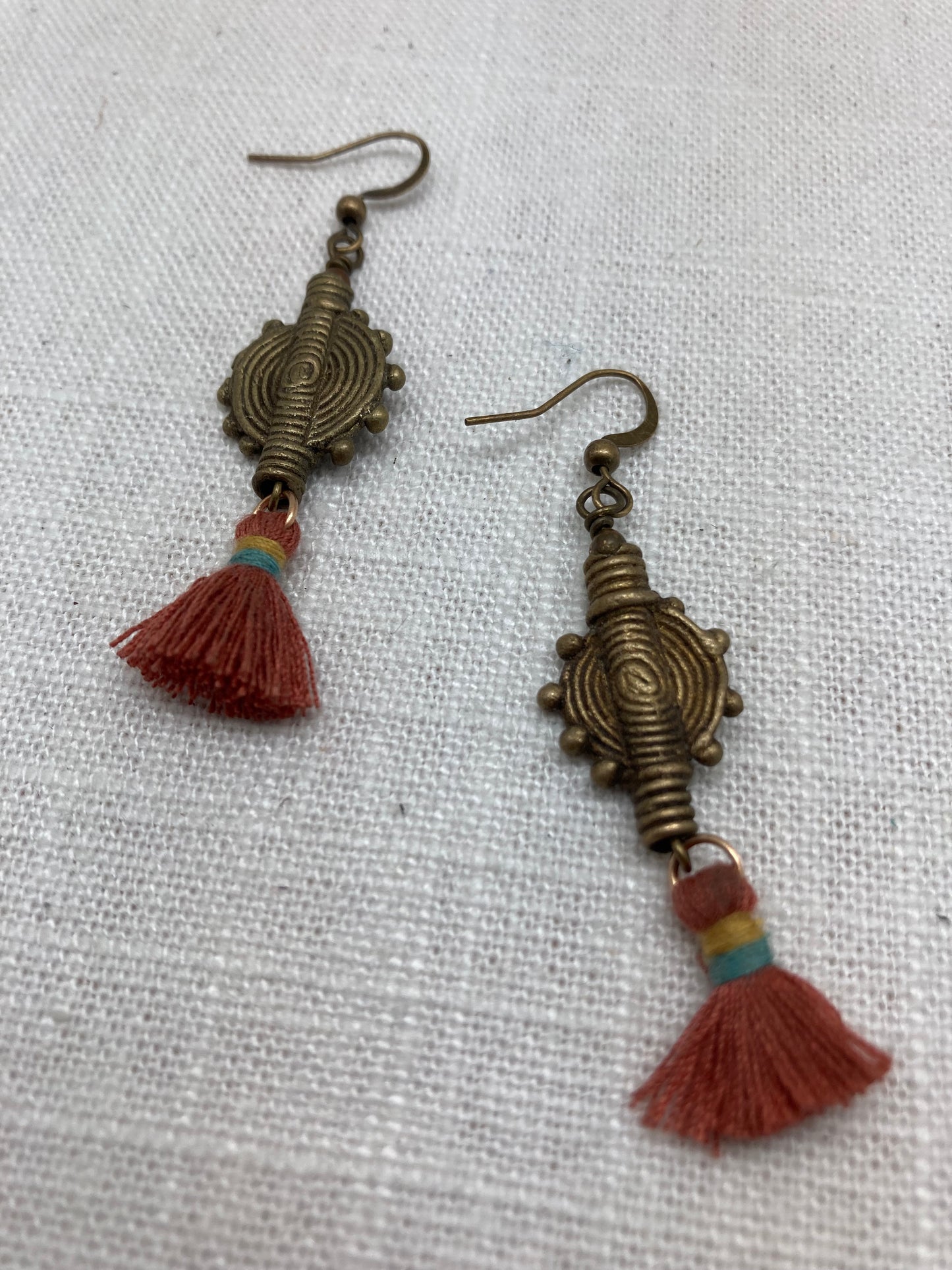 African Brass Tassel Earrings