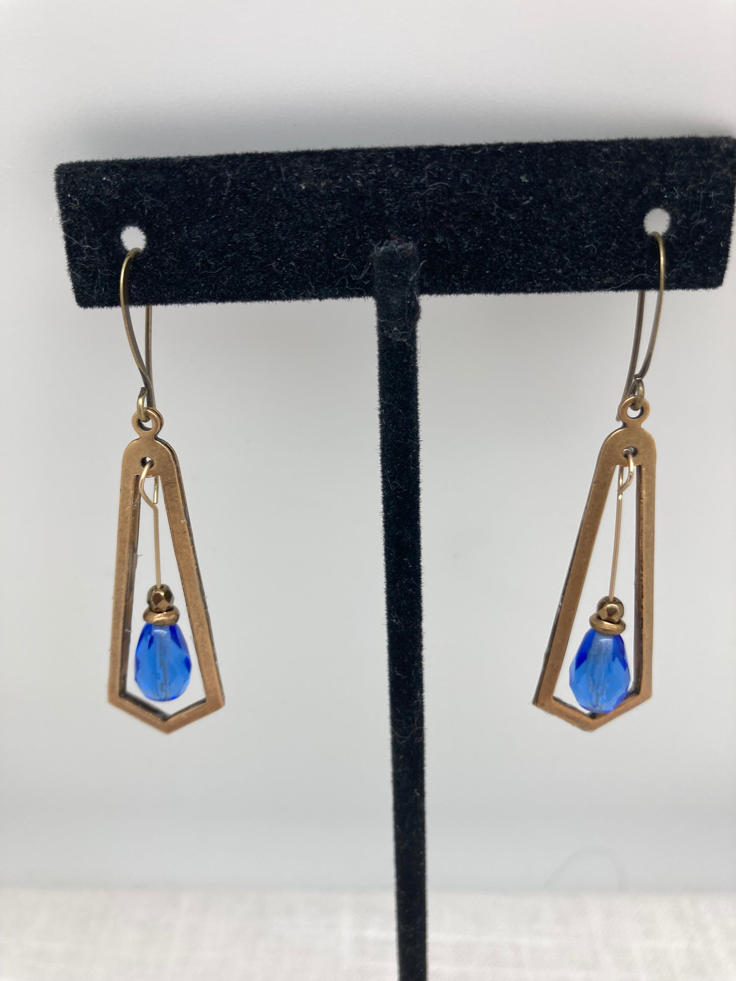 Blue and Brass Earrings