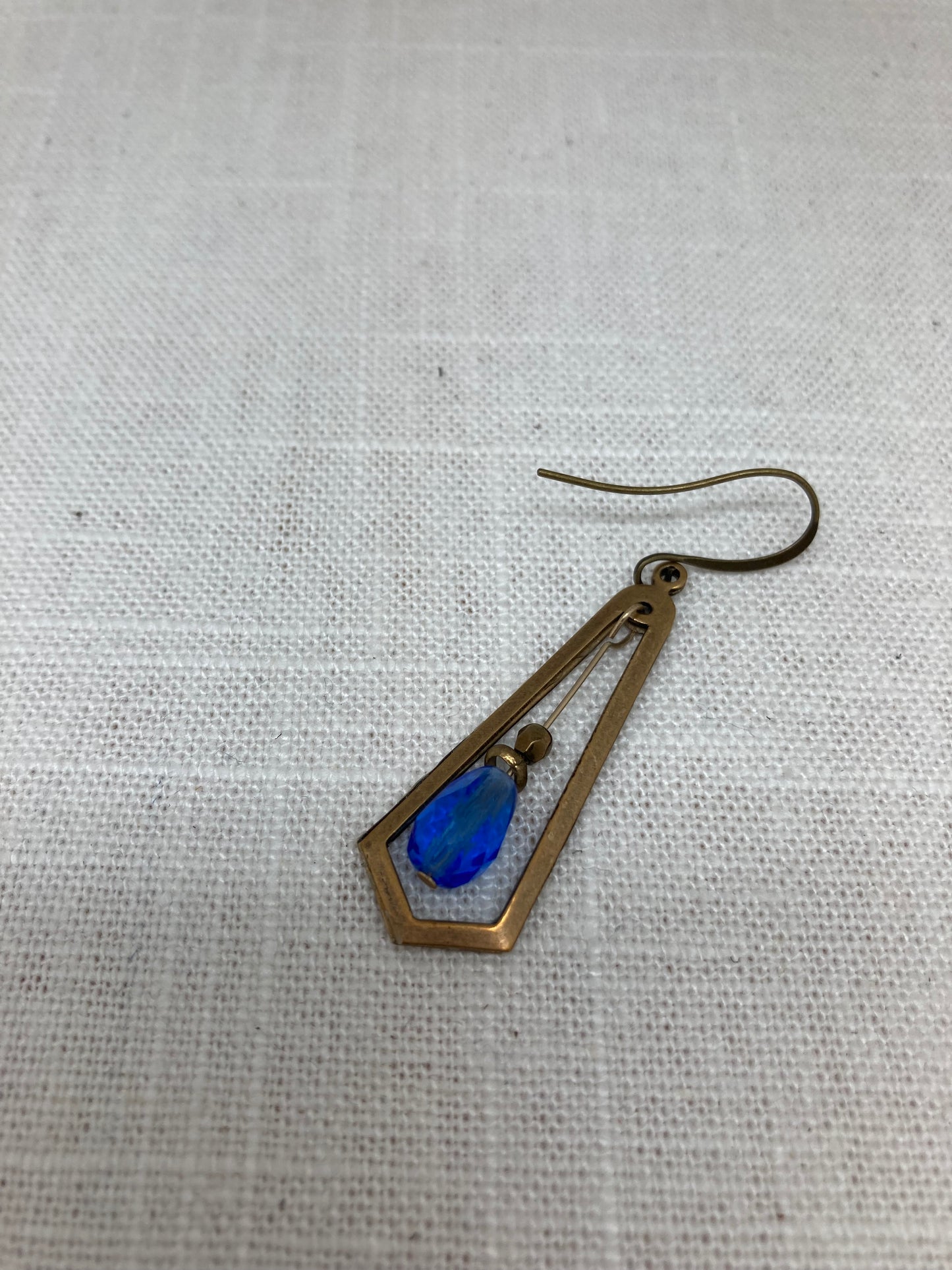 Blue and Brass Earrings