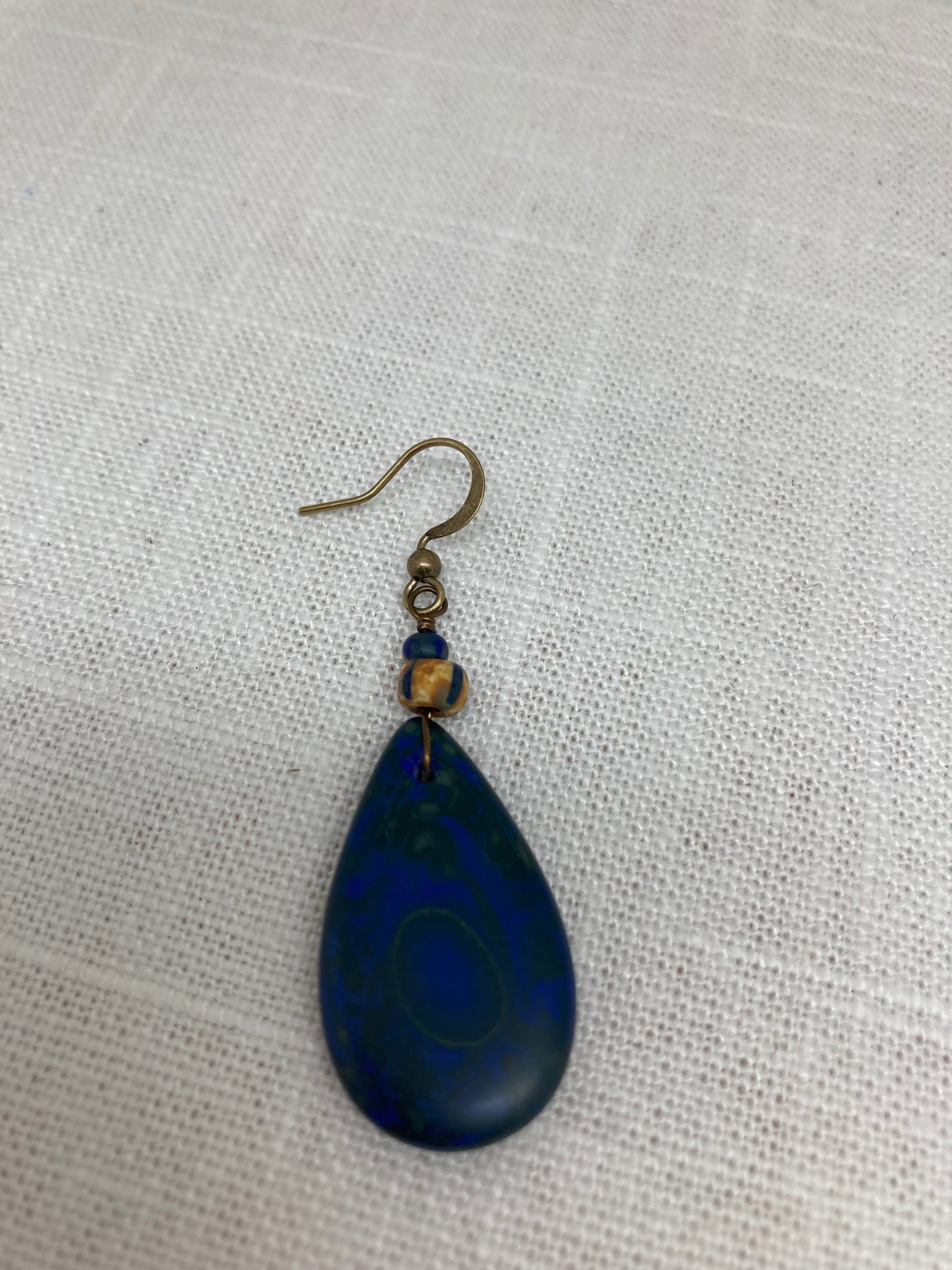 Blue Pressed Glass Earrings