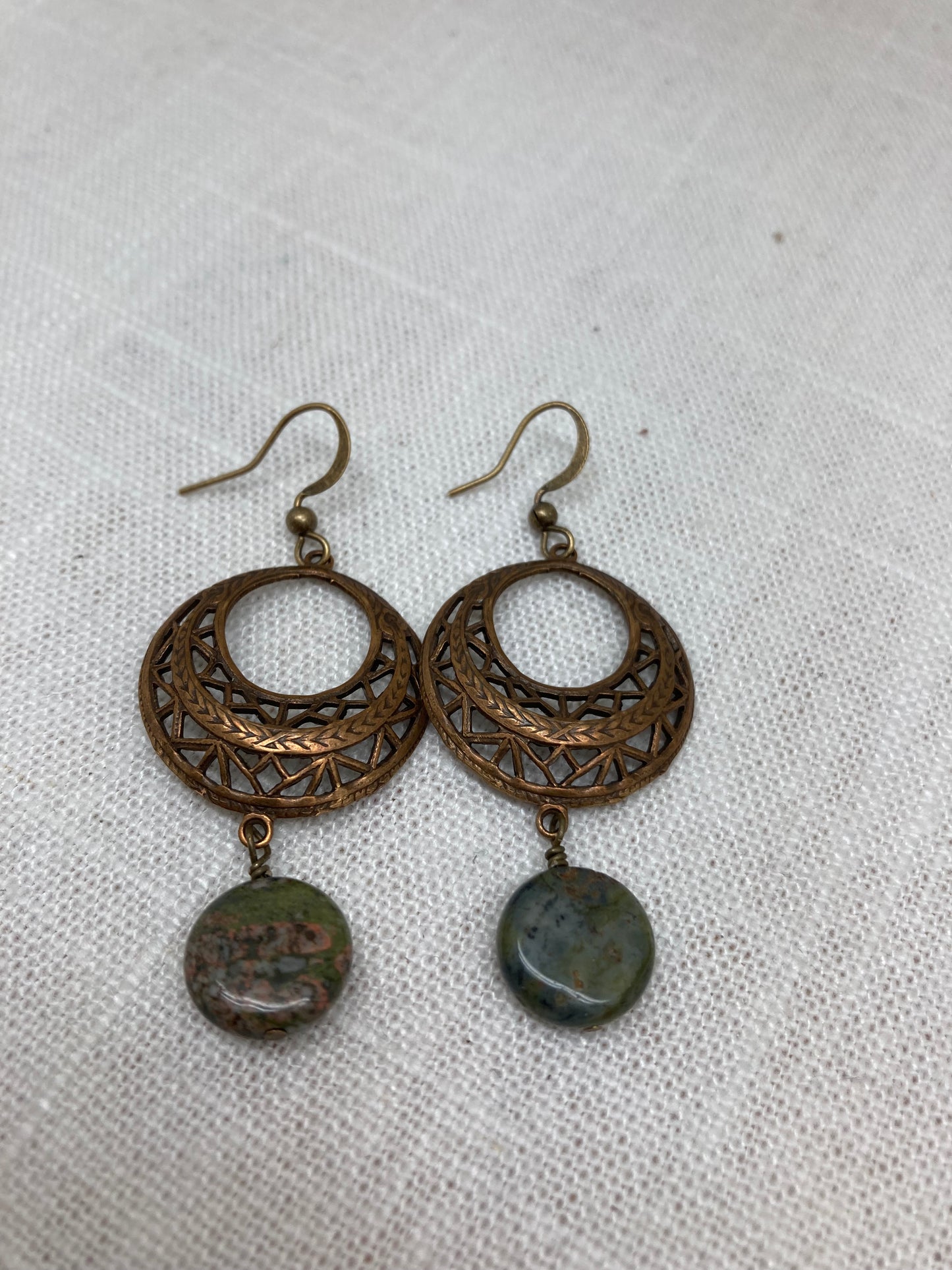 Moss Agate Disc Earrings