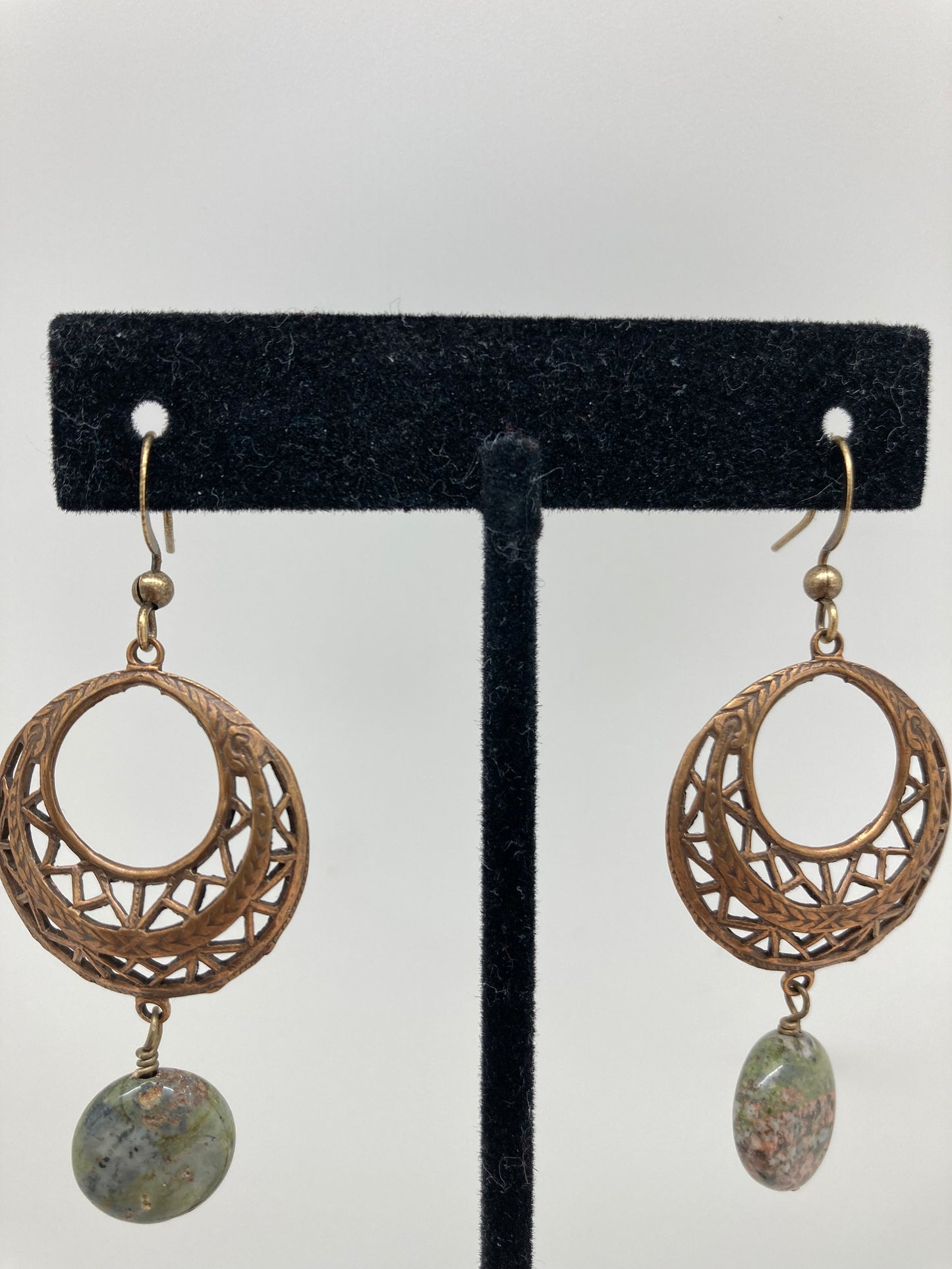 Moss Agate Disc Earrings