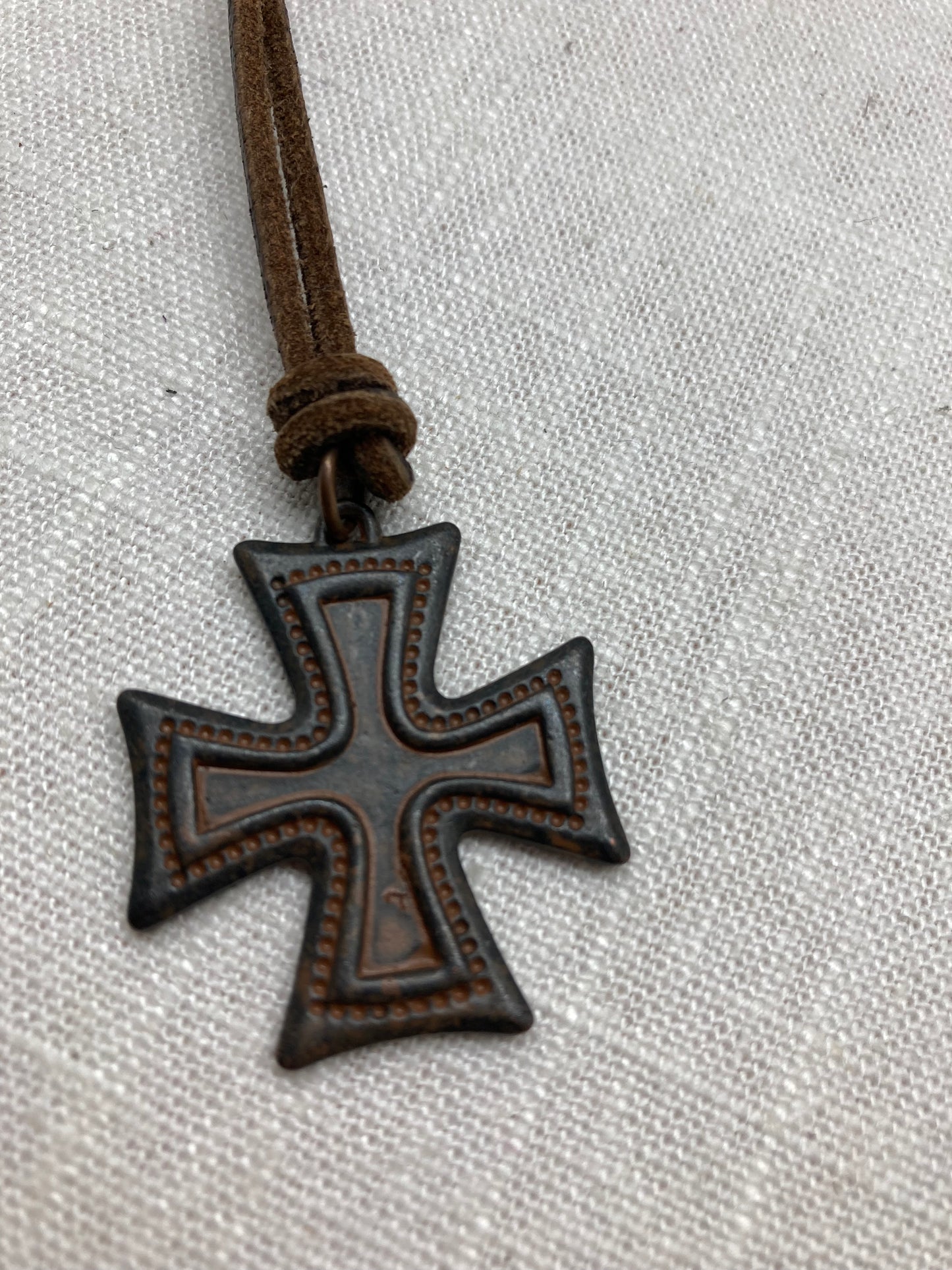 Knotted Rusty Cross Necklace