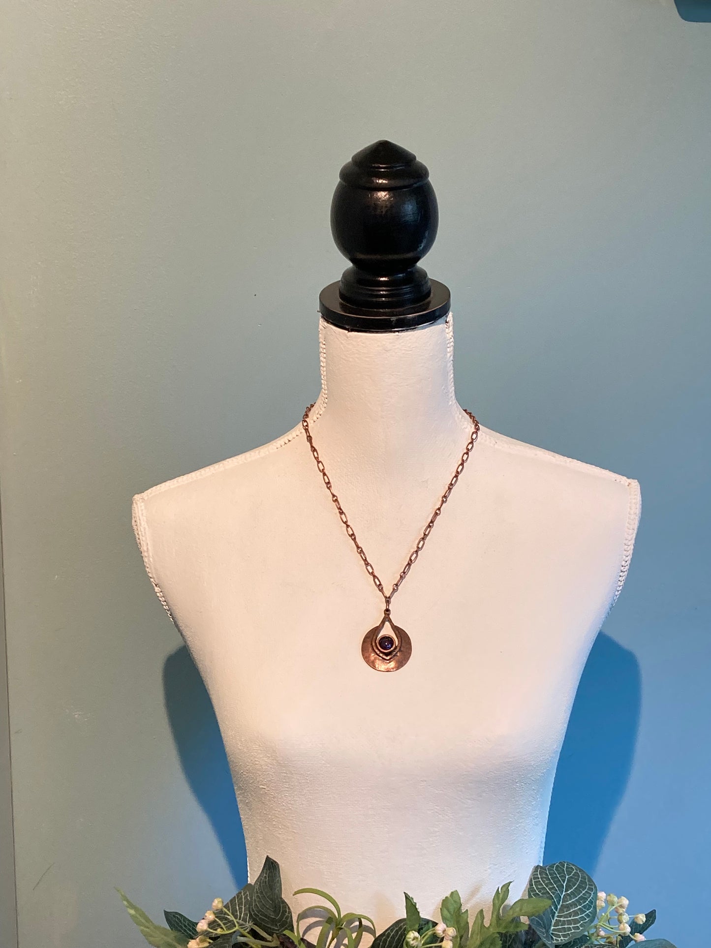Copper and Mexican Blood Opal Necklace