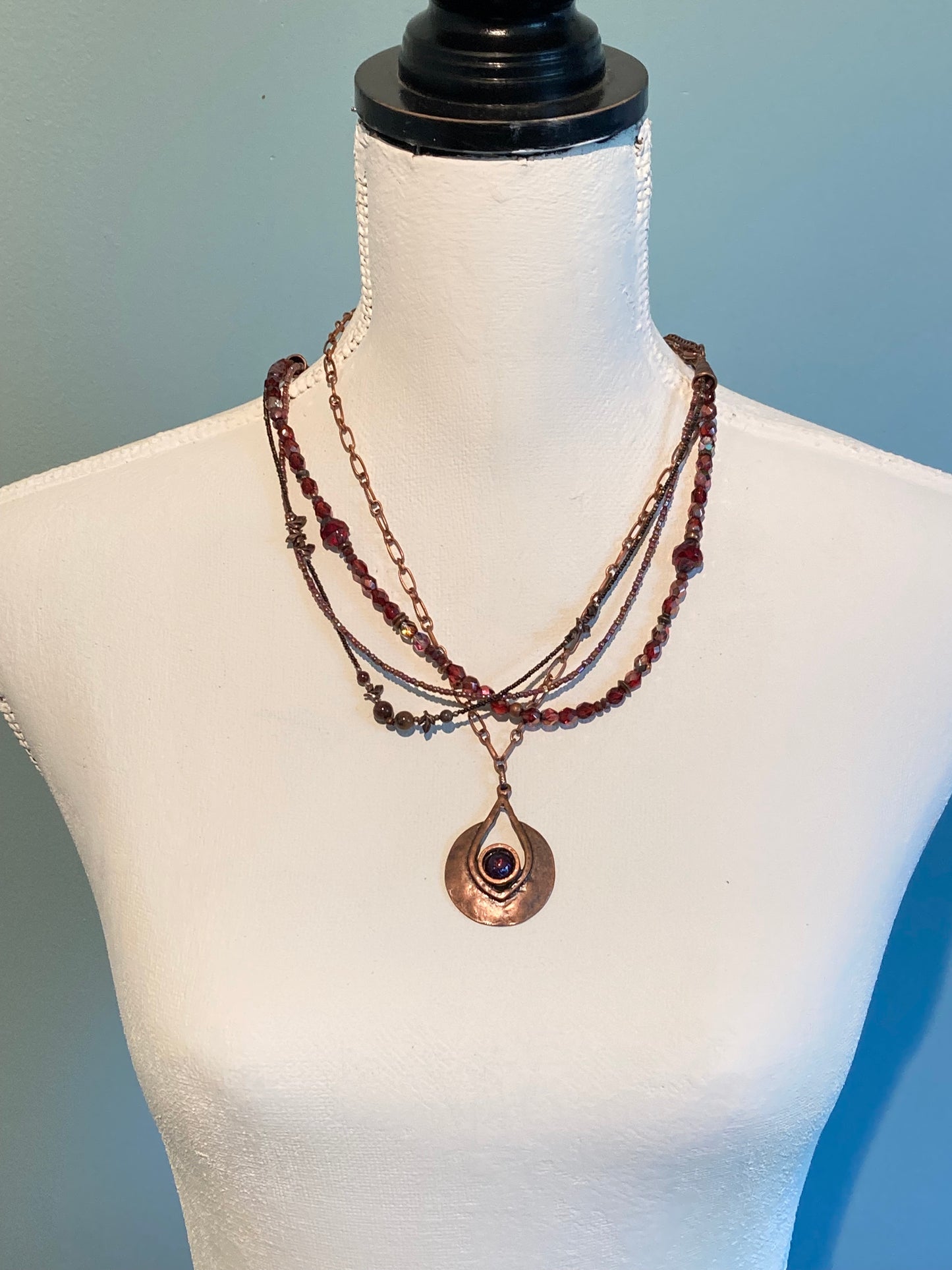 Copper and Mexican Blood Opal Necklace