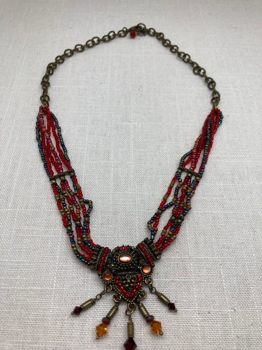 Upcycled Brass Beaded Necklace