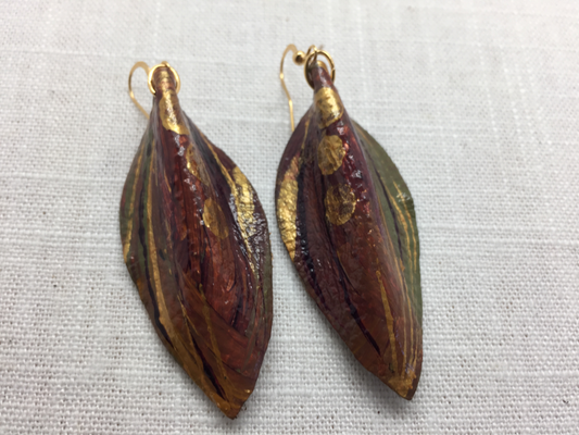 leaf shaped leather earrings