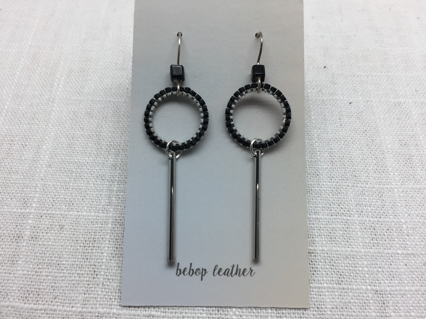 silver dangle earrings with beads