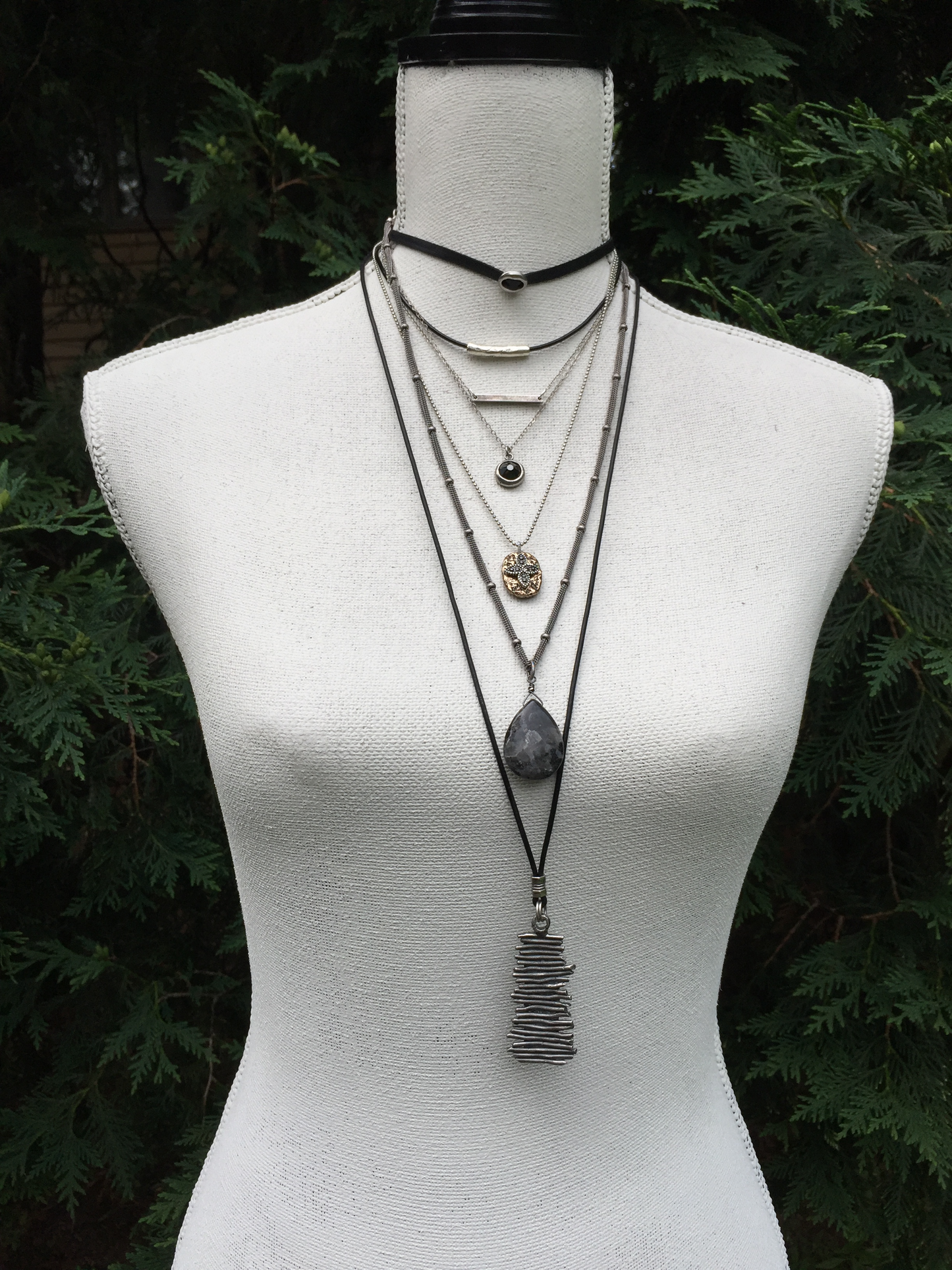 Mixed Metal Gold Tribal Pendant Necklace