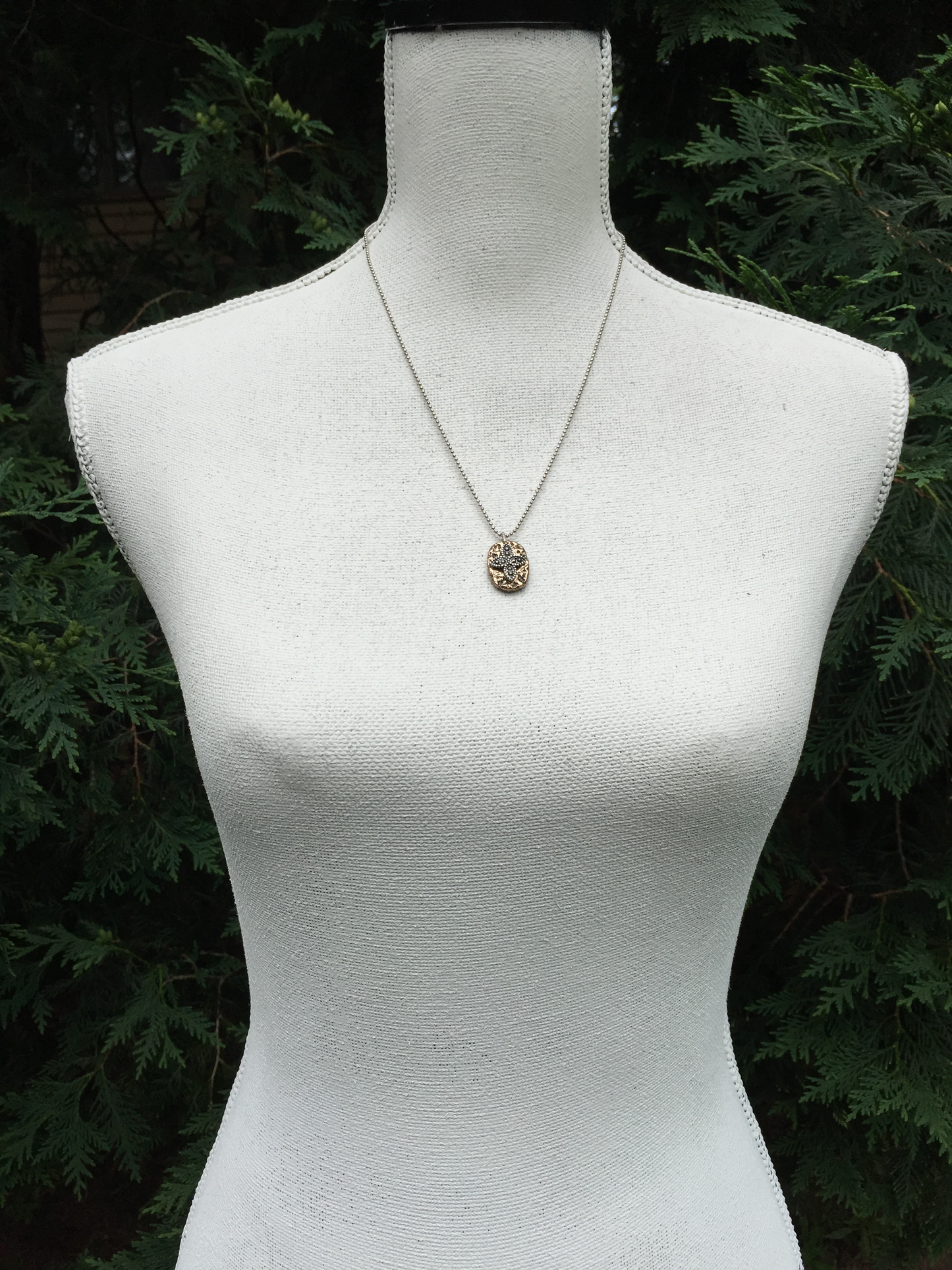 Mixed Metal Gold Tribal Pendant Necklace