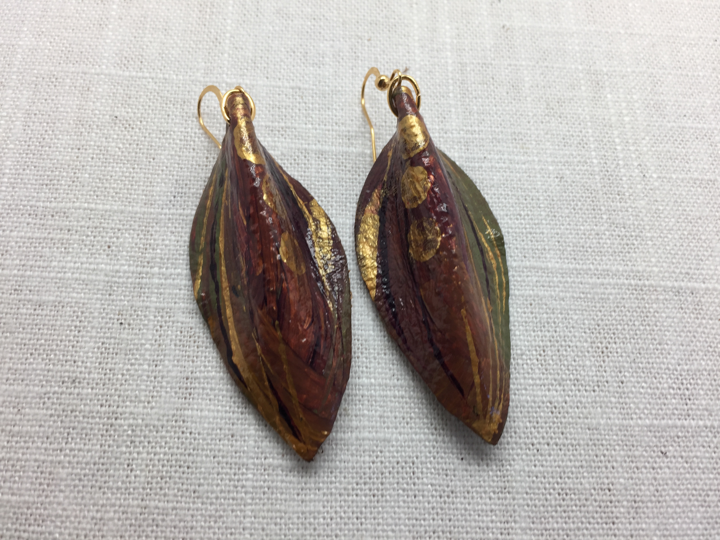 autumn color gold painted earrings