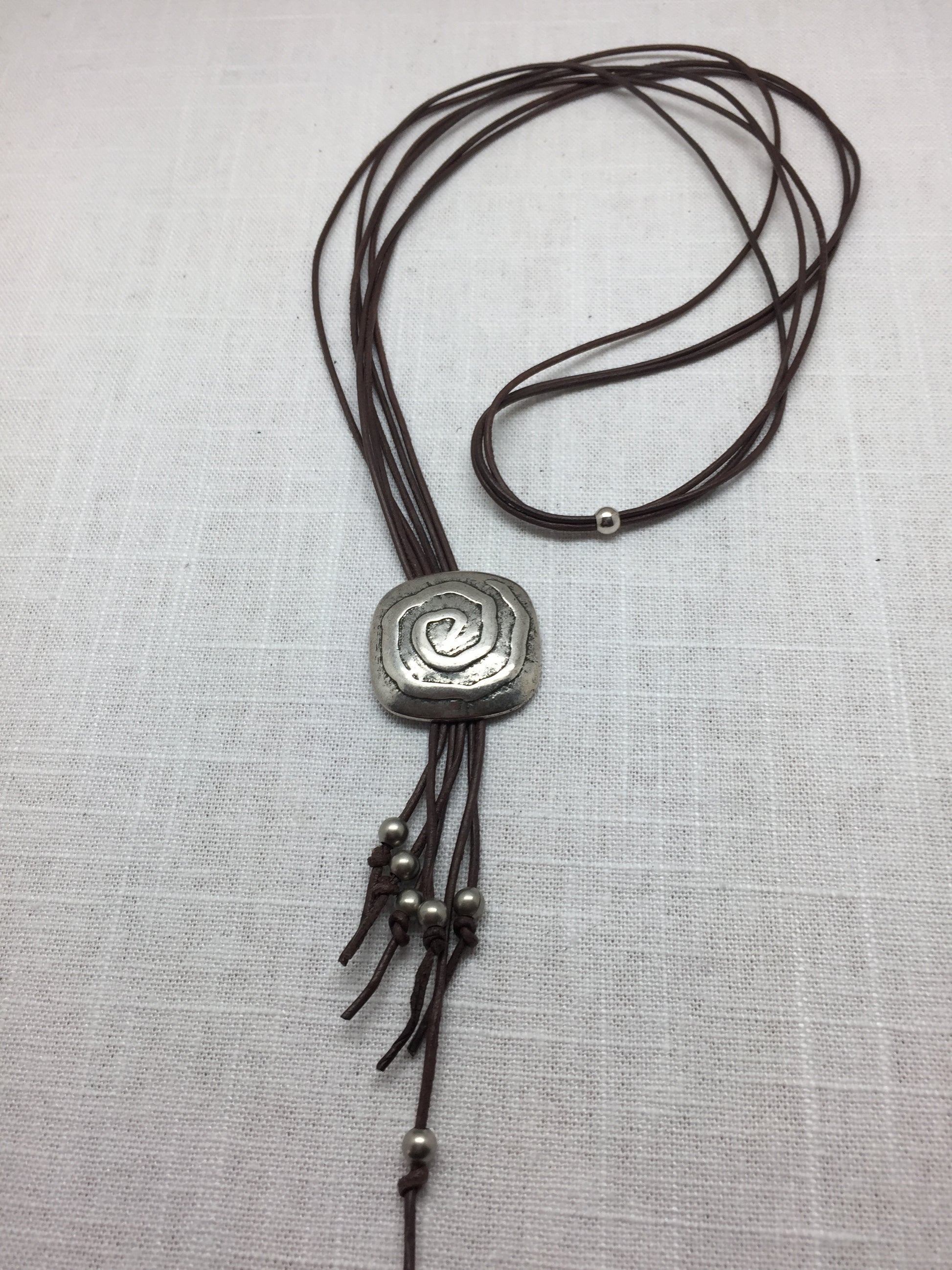 long brown leather necklace