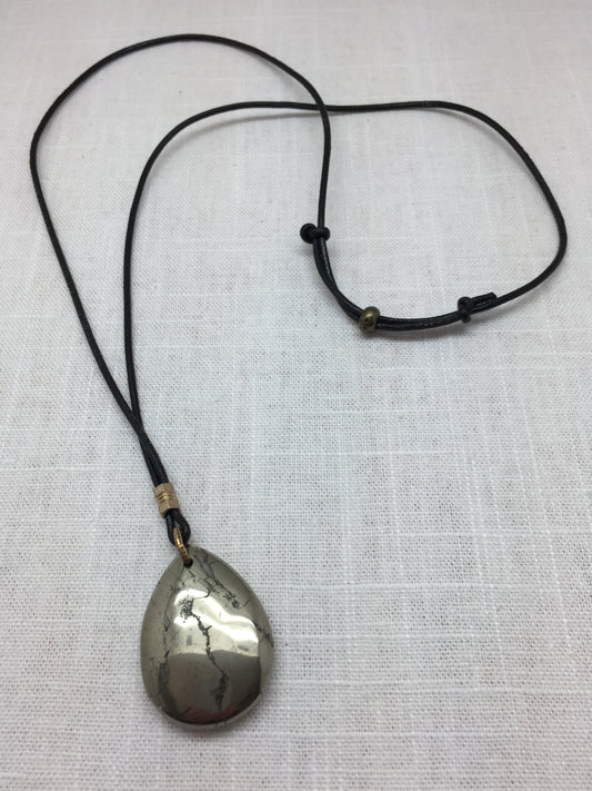 Chunky Pyrite Teardrop Pendant