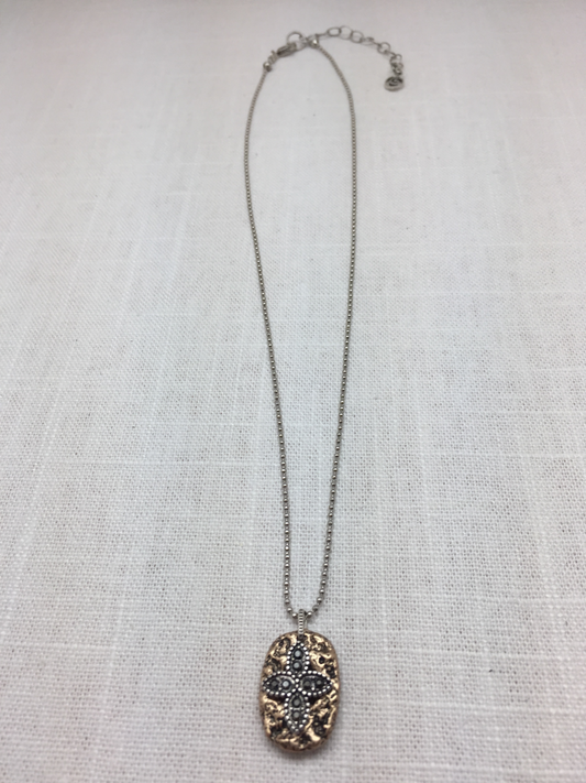 Mixed Metal Gold Tribal Pendant Necklace