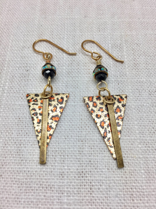 Gold and Leopard Earrings
