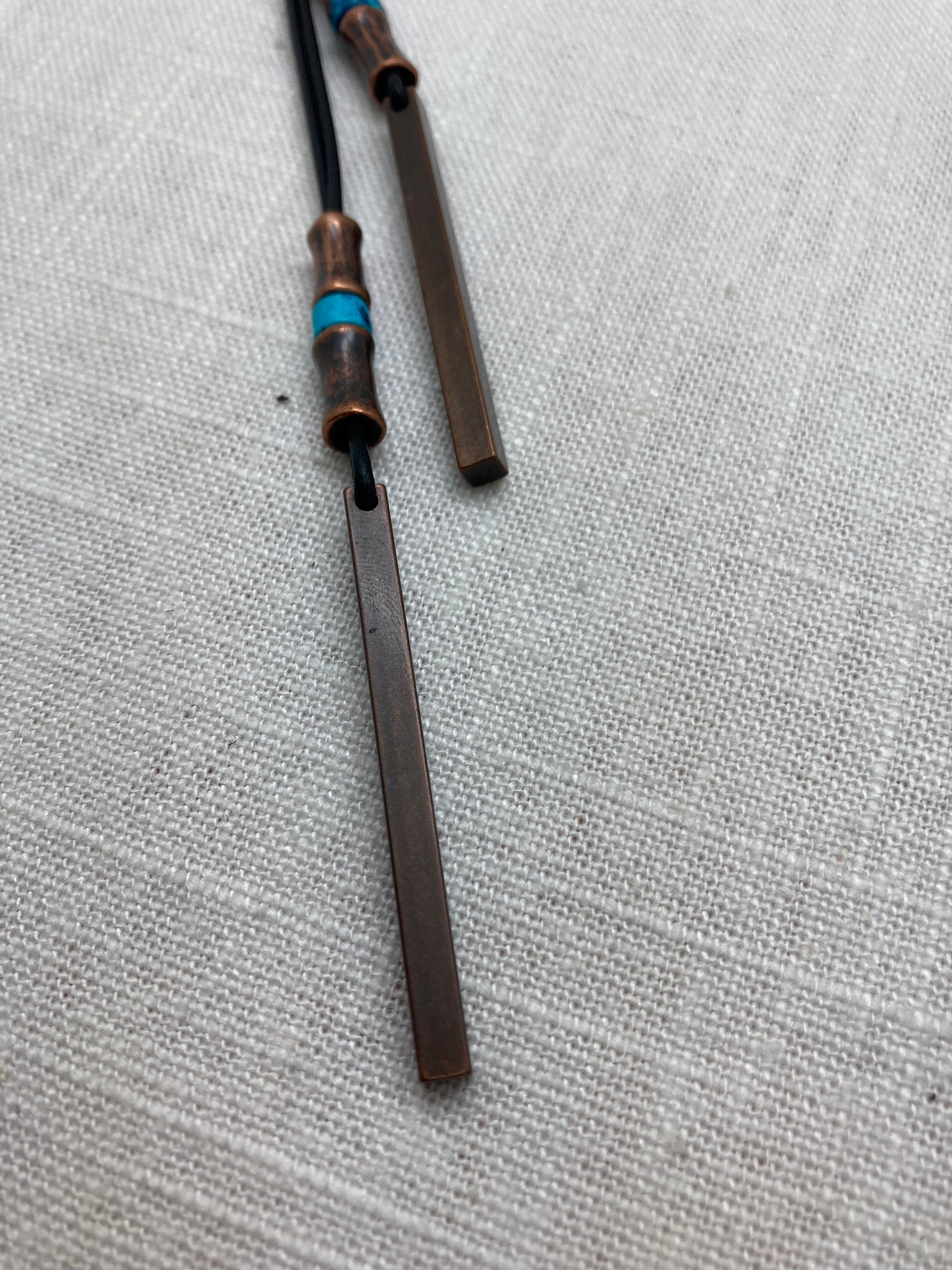 leather lariat necklace with turquoise accents