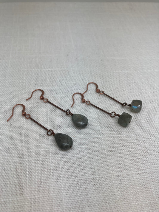 Labradorite and Copper Earrings