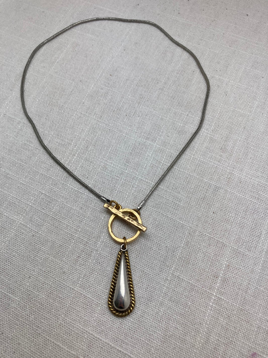 mixed metal necklace with recycled pendant