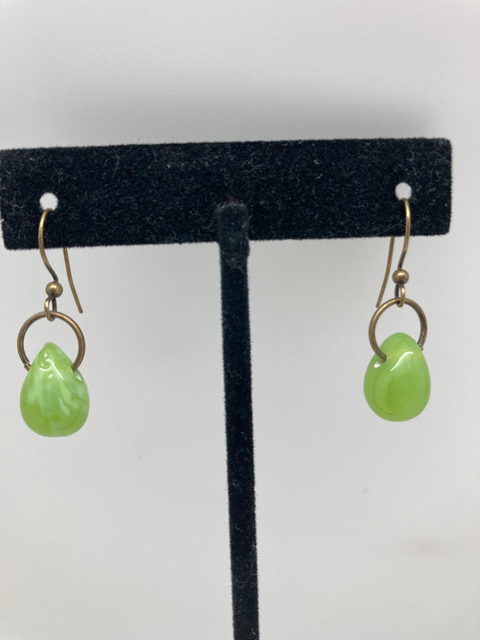 Lime Glass Teardrop Earring