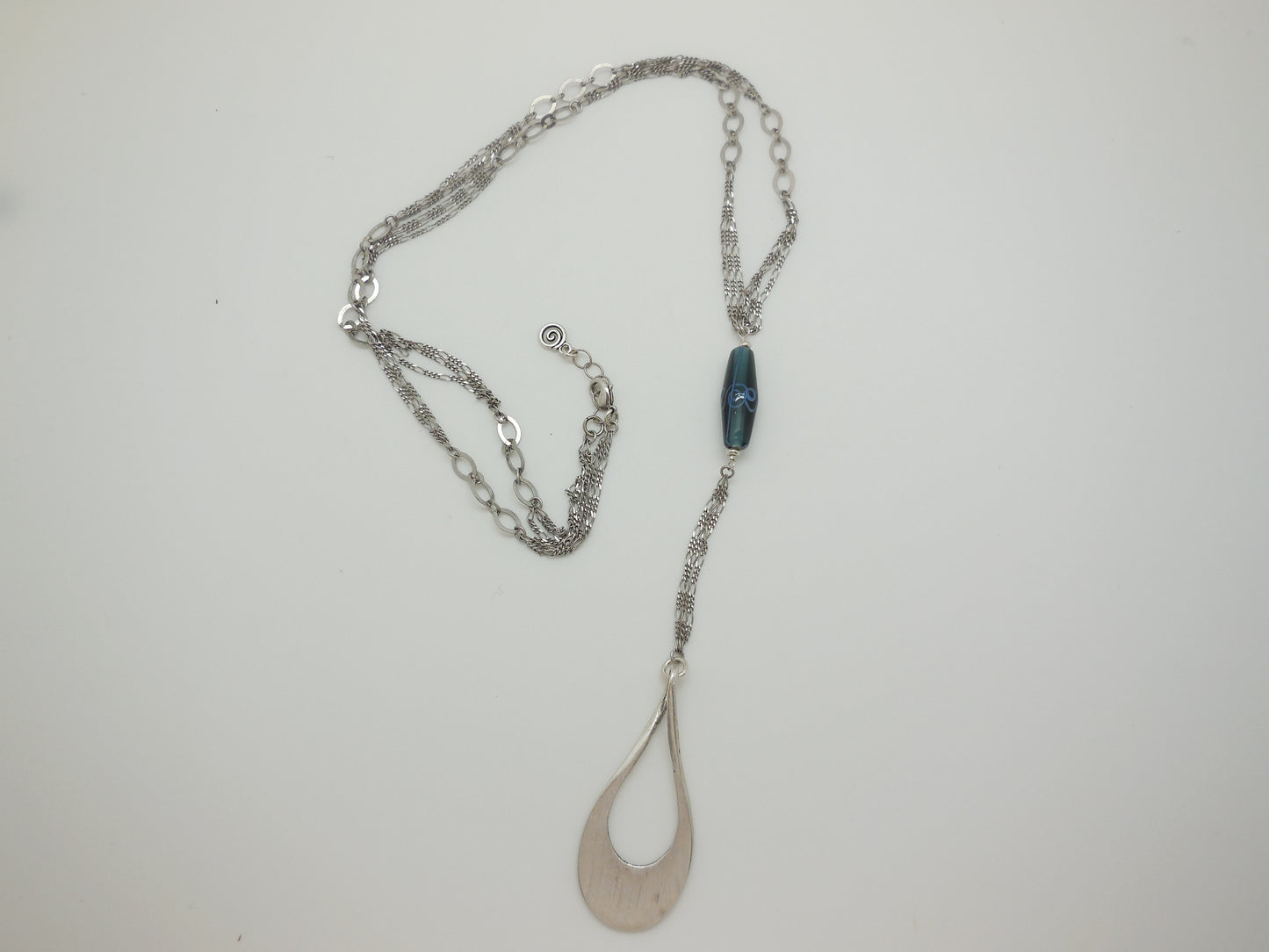 dewdrop necklace with blue glass bead