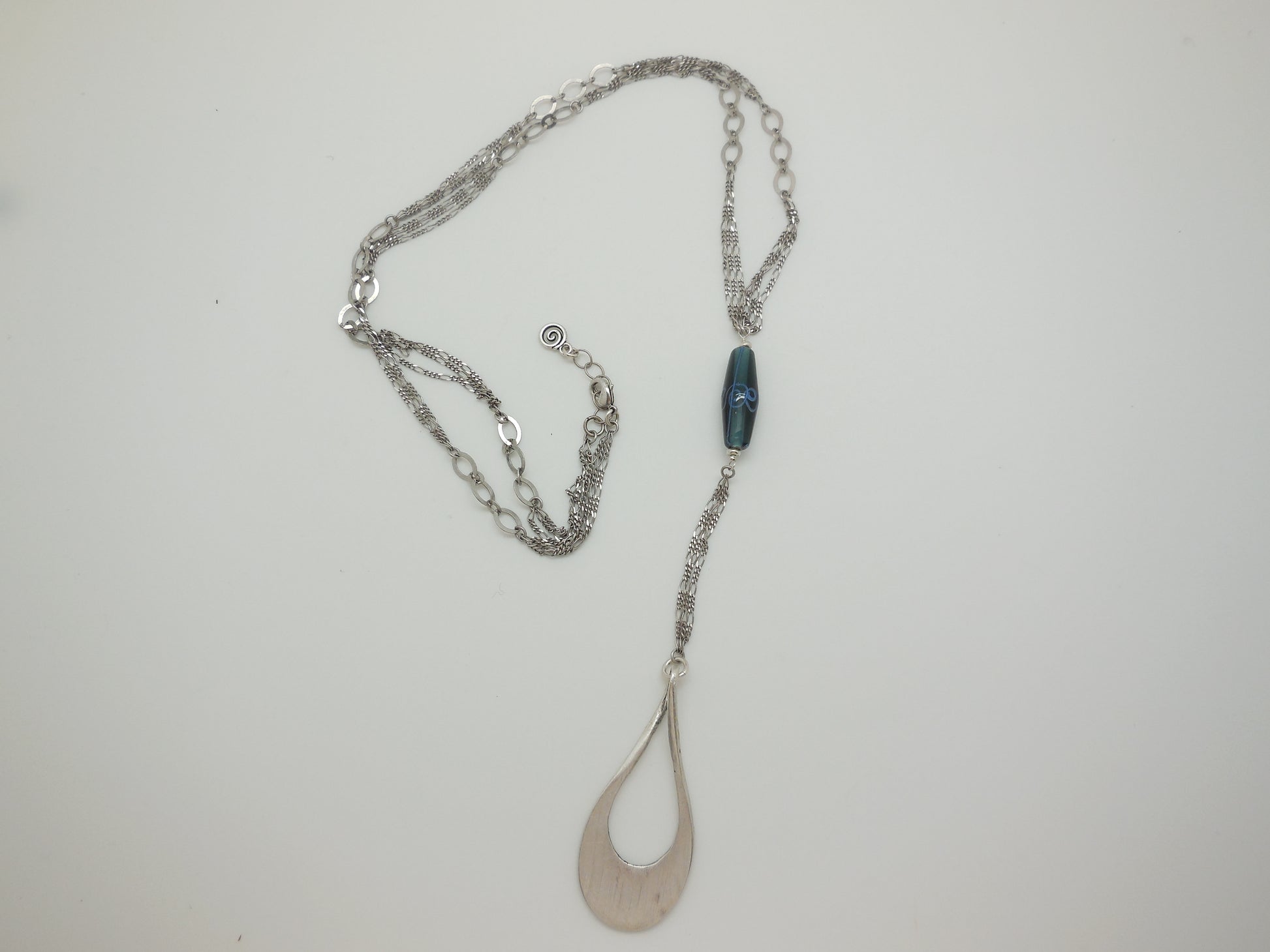 dewdrop necklace with blue glass bead