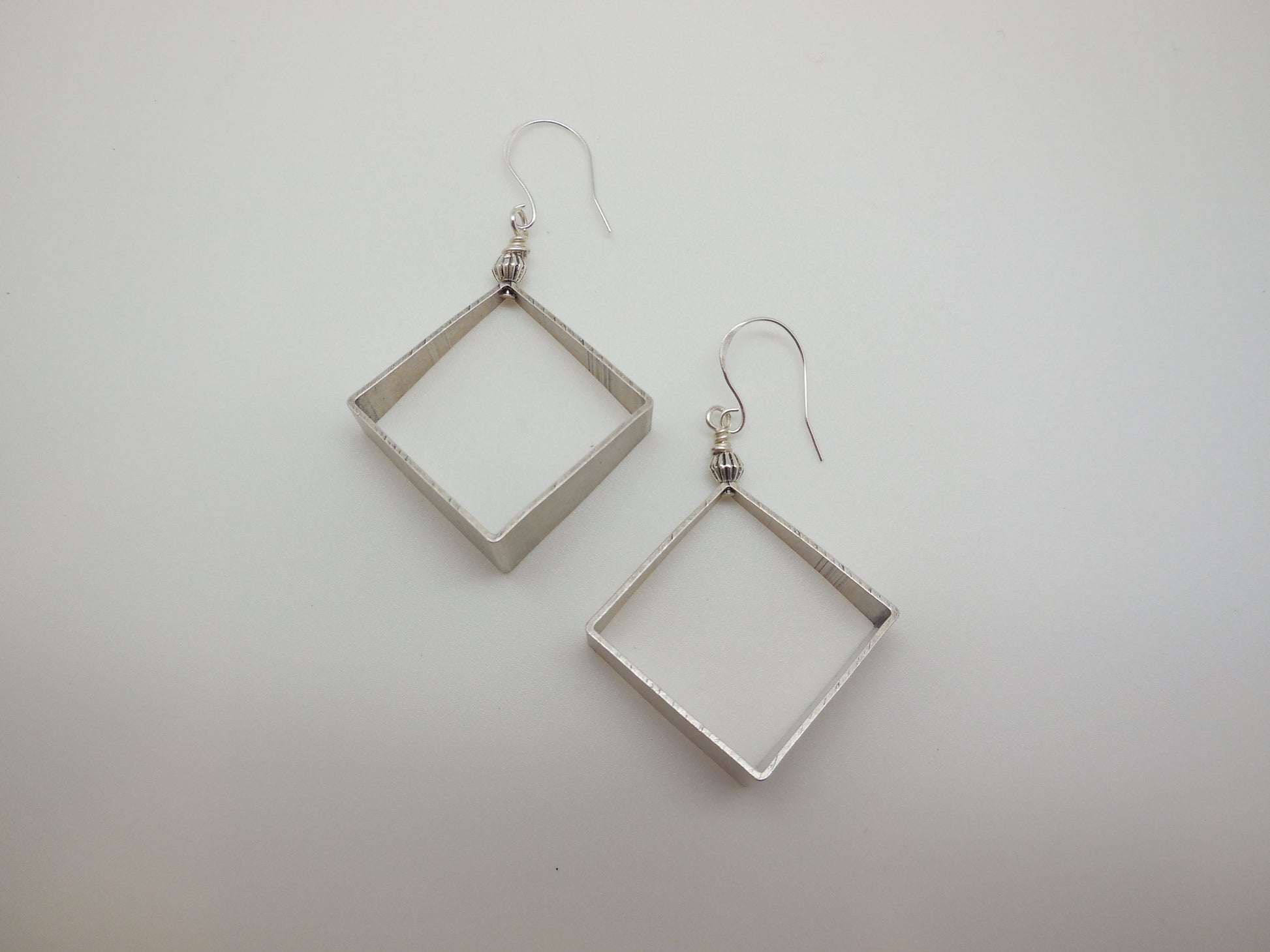 silver square earrings extra large